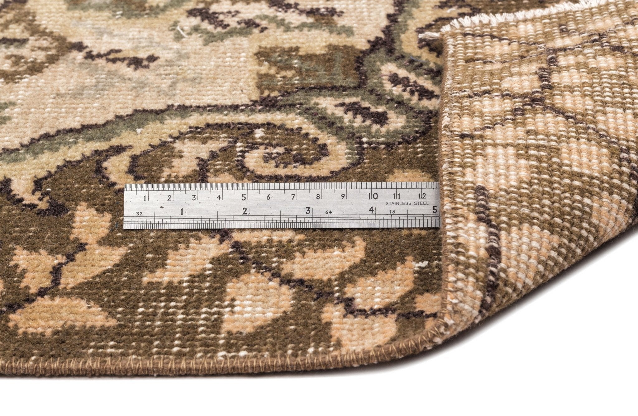 Atina 12795 Beige Vintage Wool Handmade Area Rug 5'7" x 9'1"