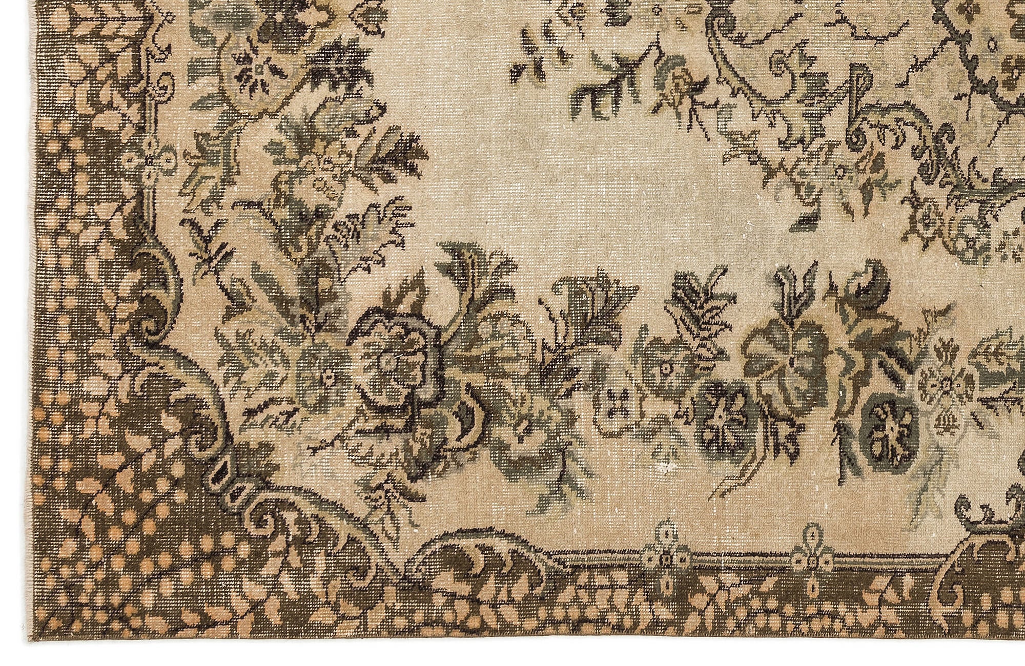 Atina 12795 Beige Vintage Wool Handmade Area Rug 5'7" x 9'1"