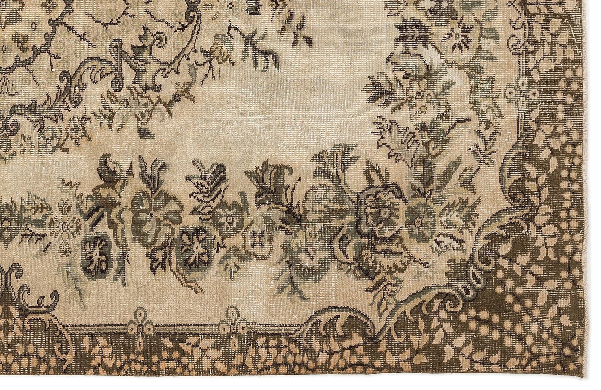 Atina 12795 Beige Vintage Wool Handmade Area Rug 5'7" x 9'1"