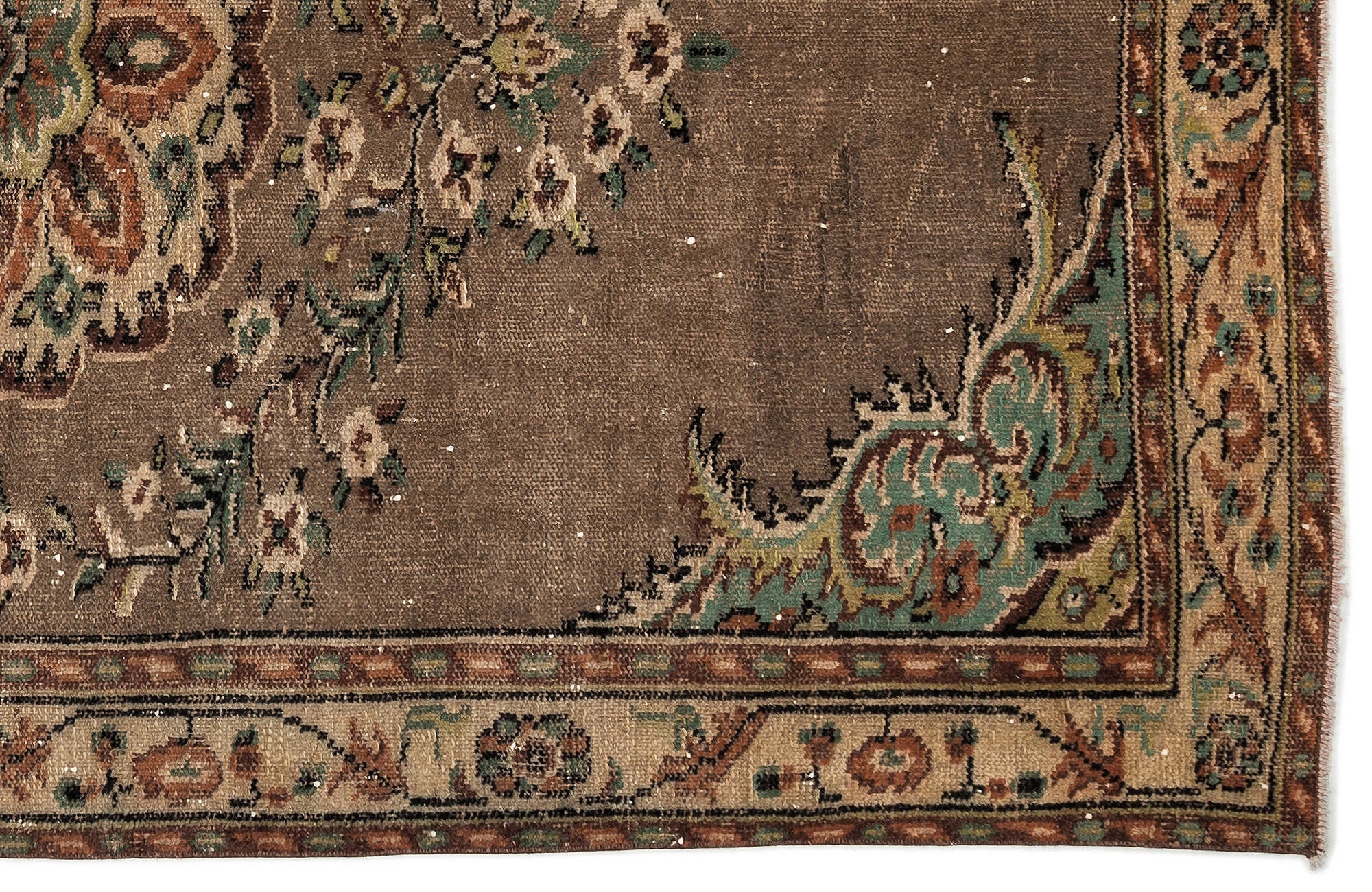 Atina 12800 Brown Vintage Wool Handmade Area Rug 5'6" x 9'3"