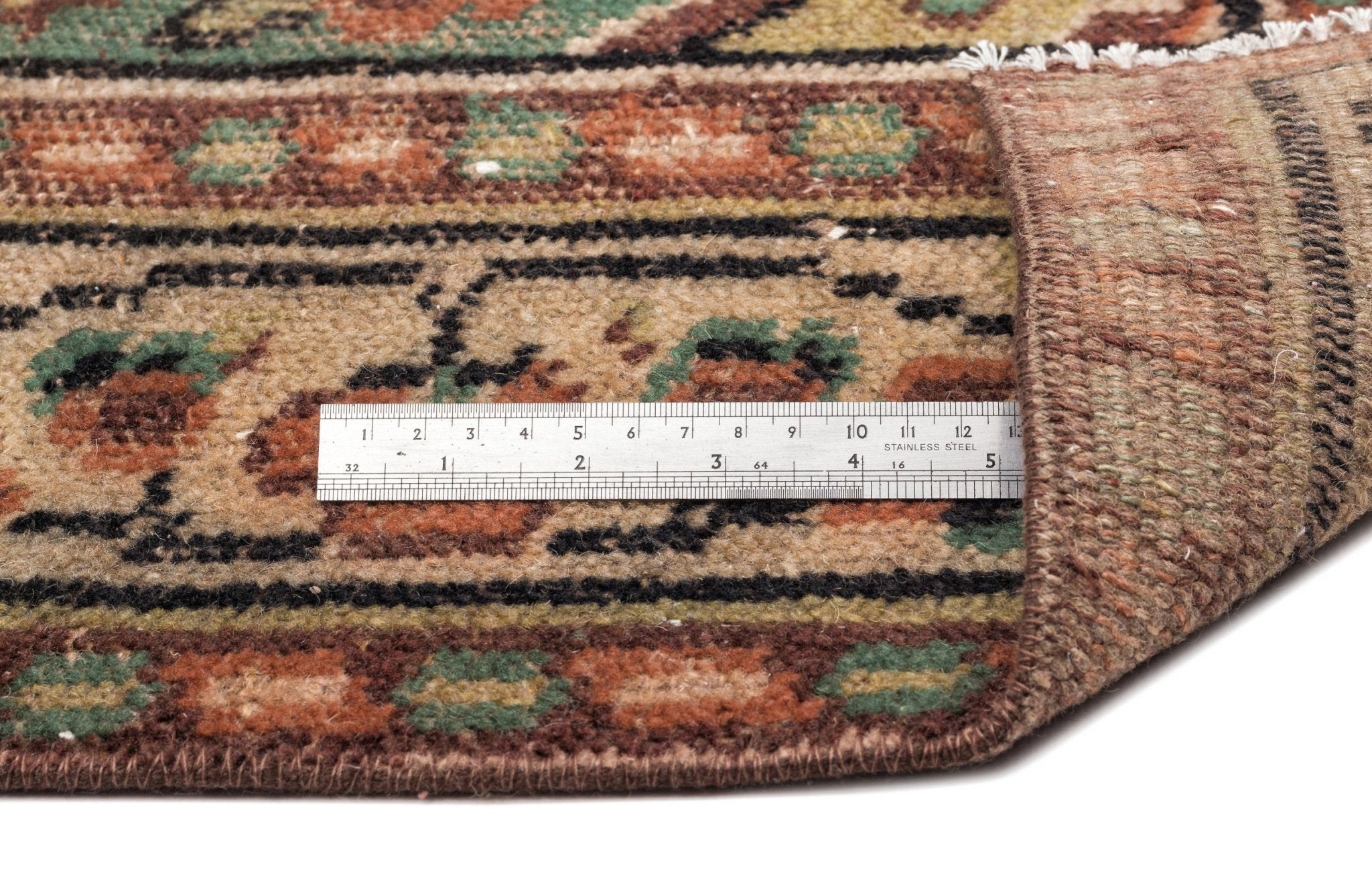 Atina 12800 Brown Vintage Wool Handmade Area Rug 5'6" x 9'3"