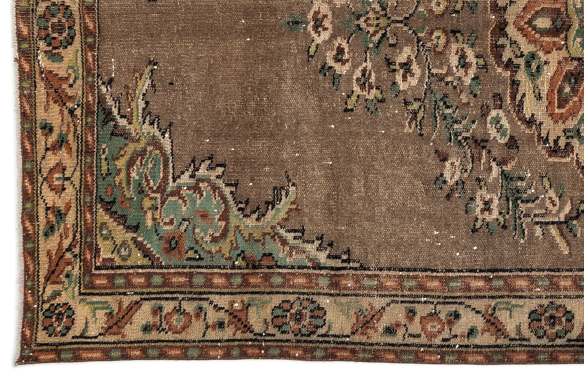 Atina 12800 Brown Vintage Wool Handmade Area Rug 5'6" x 9'3"