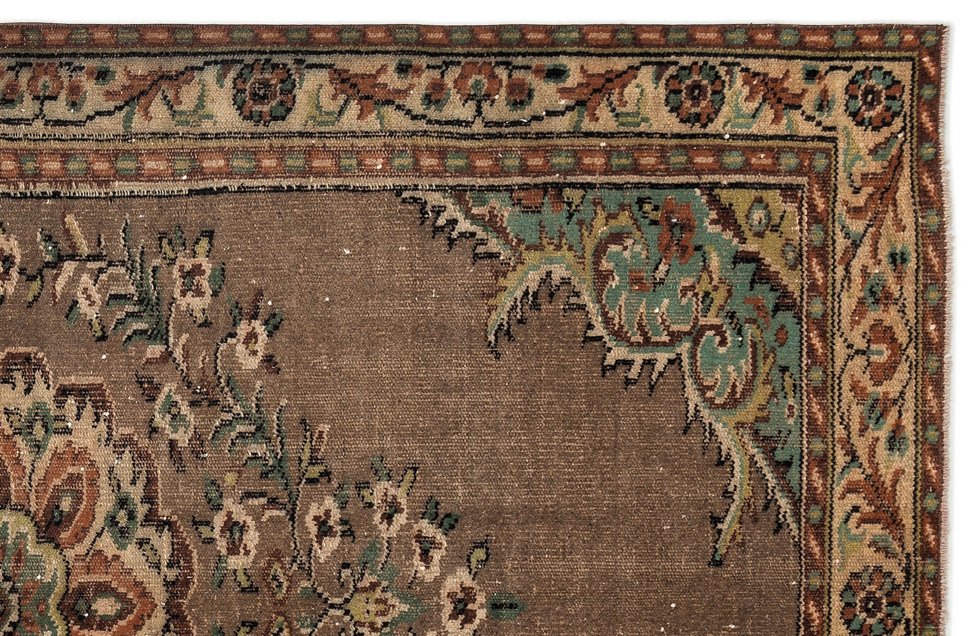 Atina 12800 Brown Vintage Wool Handmade Area Rug 5'6" x 9'3"