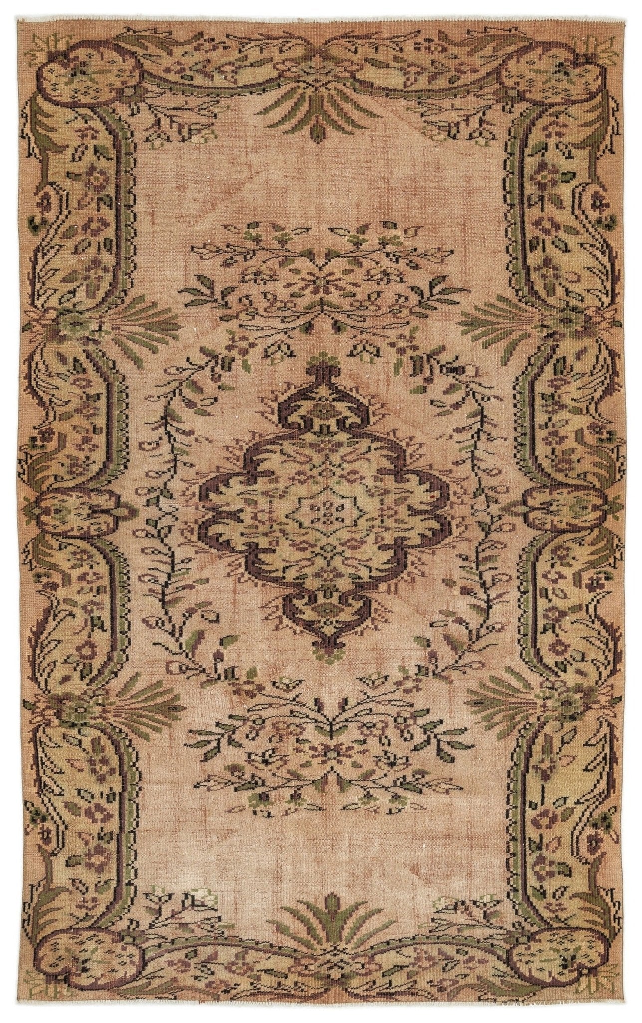 Atina 12829 Beige Vintage Wool Handmade Area Rug 5'7" x 8'4"