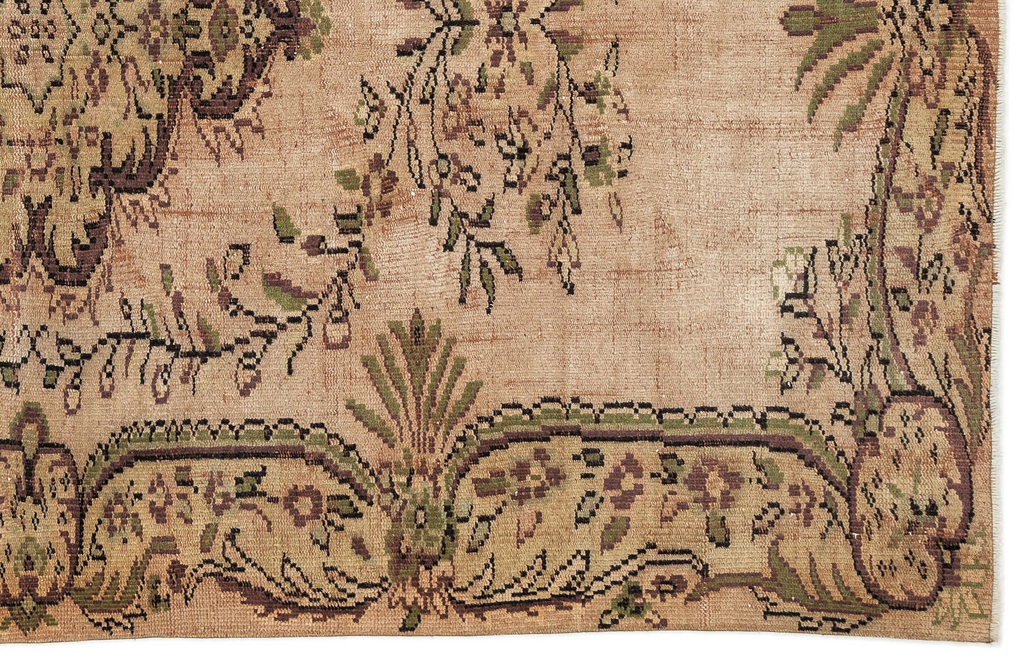Atina 12829 Beige Vintage Wool Handmade Area Rug 5'7" x 8'4"