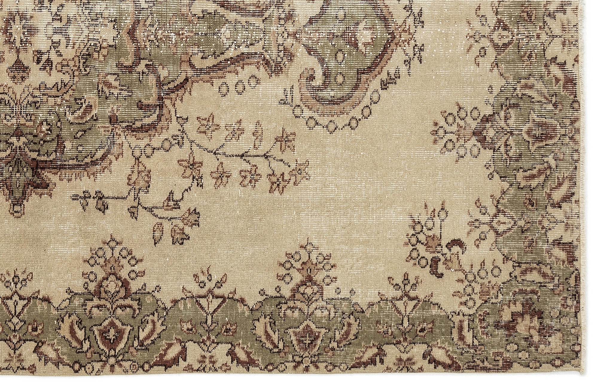 Atina 12861 Beige Vintage Wool Handmade Area Rug 5'7" x 8'10"