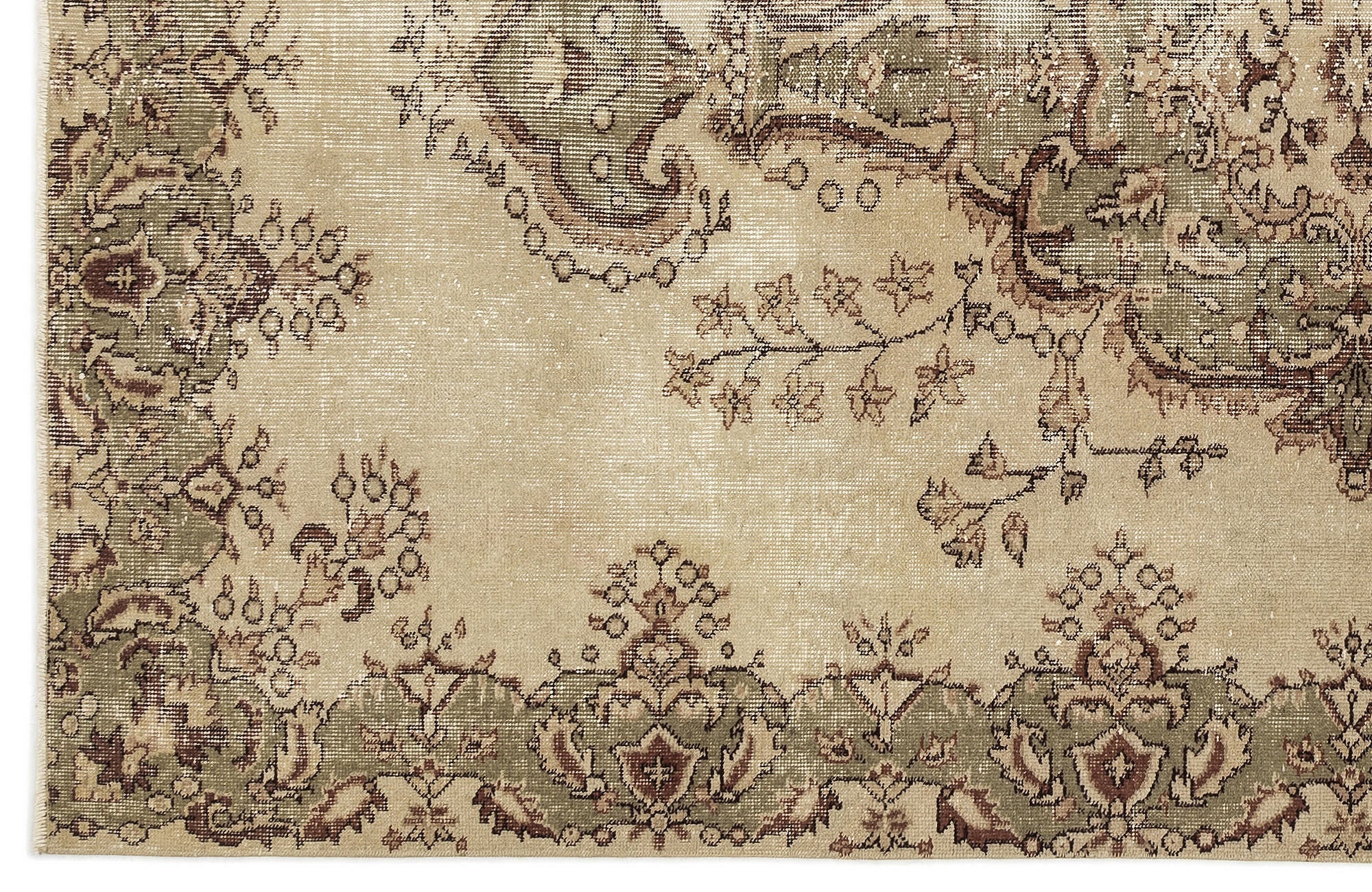 Atina 12861 Beige Vintage Wool Handmade Area Rug 5'7" x 8'10"