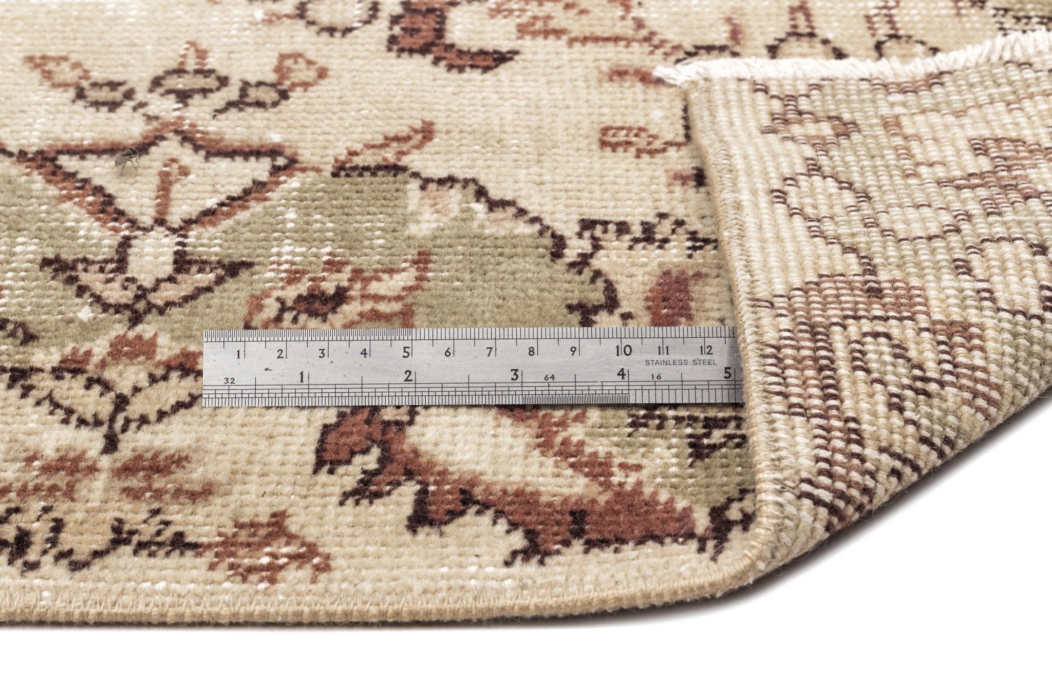 Atina 12861 Beige Vintage Wool Handmade Area Rug 5'7" x 8'10"