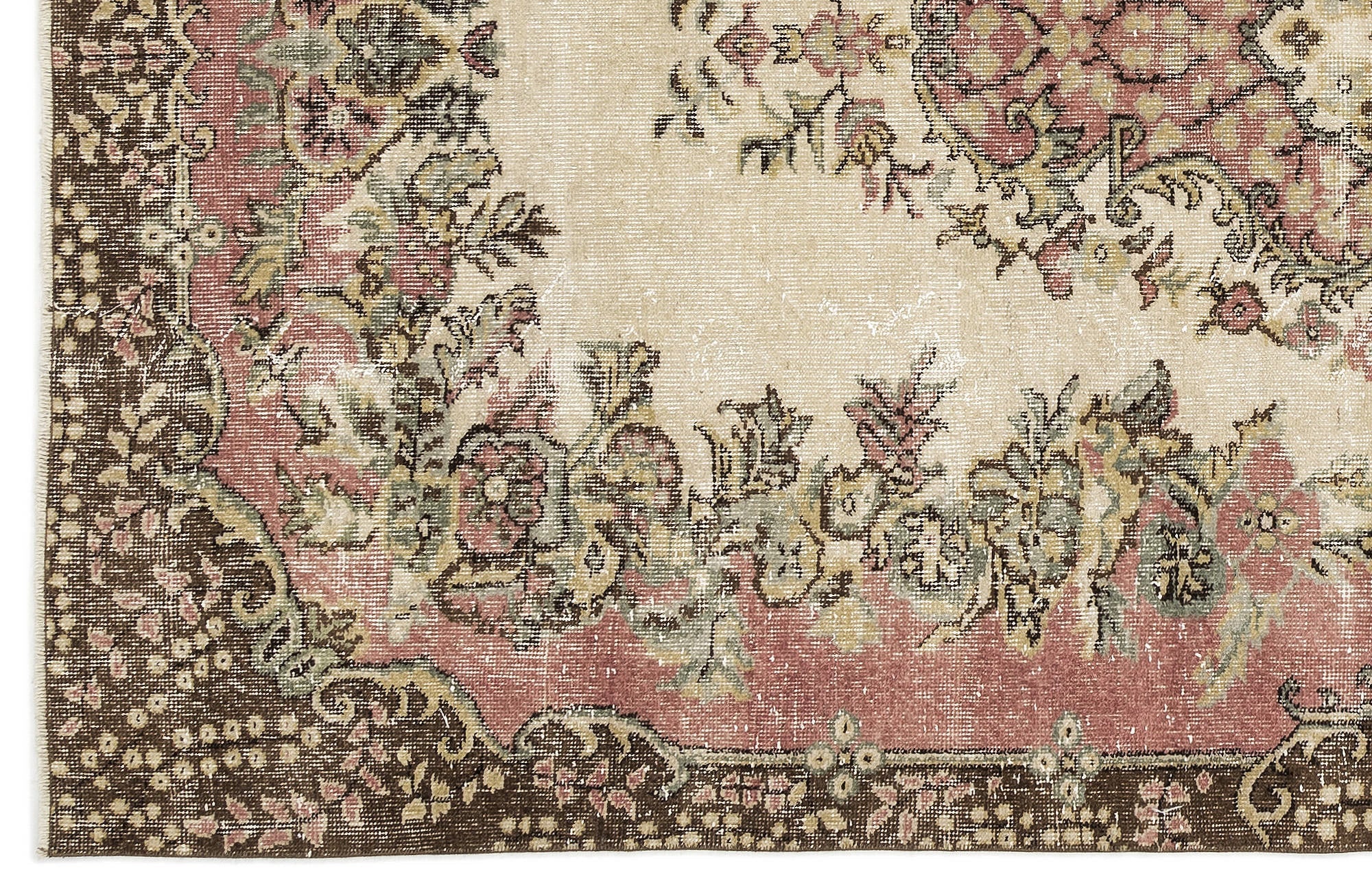 Atina 12867 Beige Vintage Wool Handmade Area Rug 6'2" x 7'9"