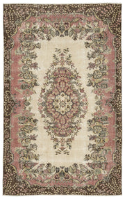 Atina 12867 Beige Vintage Wool Handmade Area Rug 6'2" x 7'9"