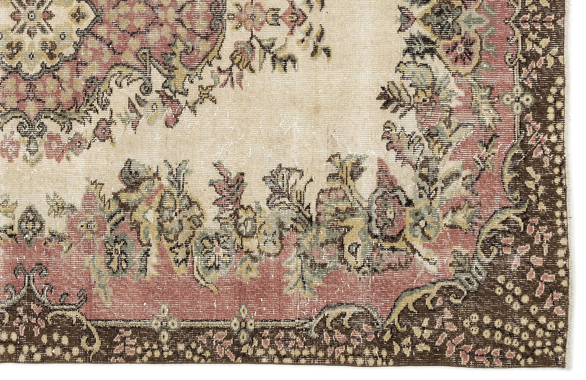 Atina 12867 Beige Vintage Wool Handmade Area Rug 6'2" x 7'9"