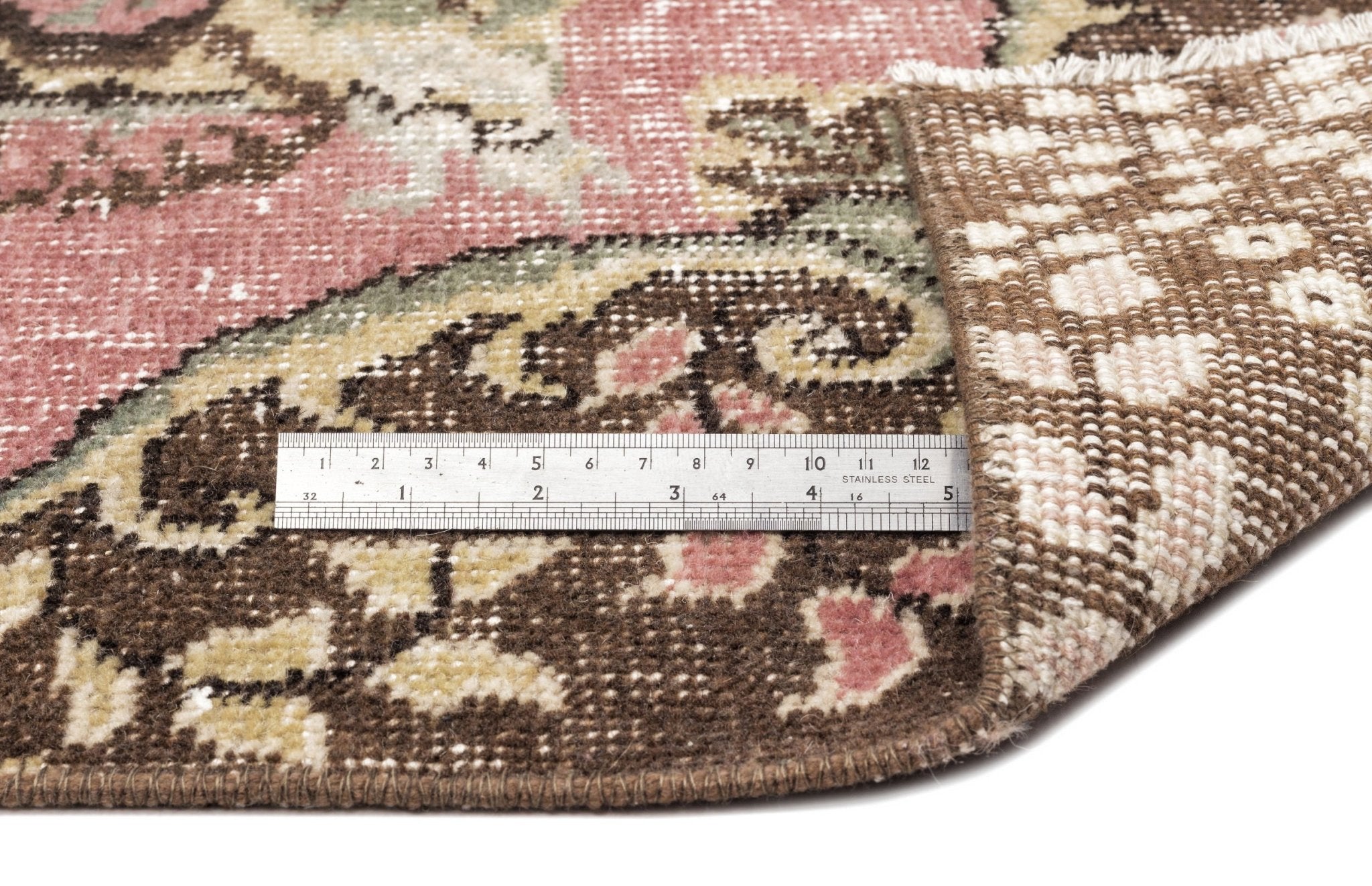 Atina 12867 Beige Vintage Wool Handmade Area Rug 6'2" x 7'9"