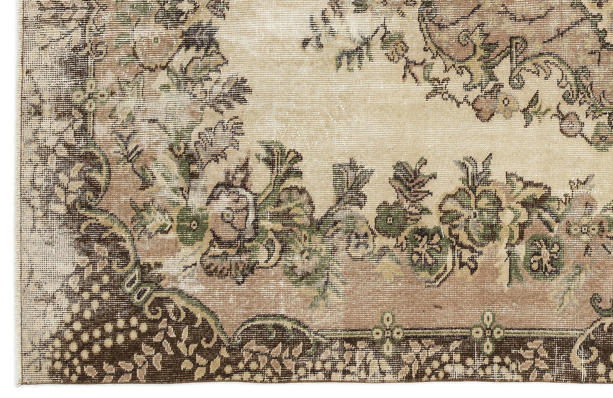 Atina 12893 Beige Vintage Wool Handmade Area Rug 5'6" x 9'4"