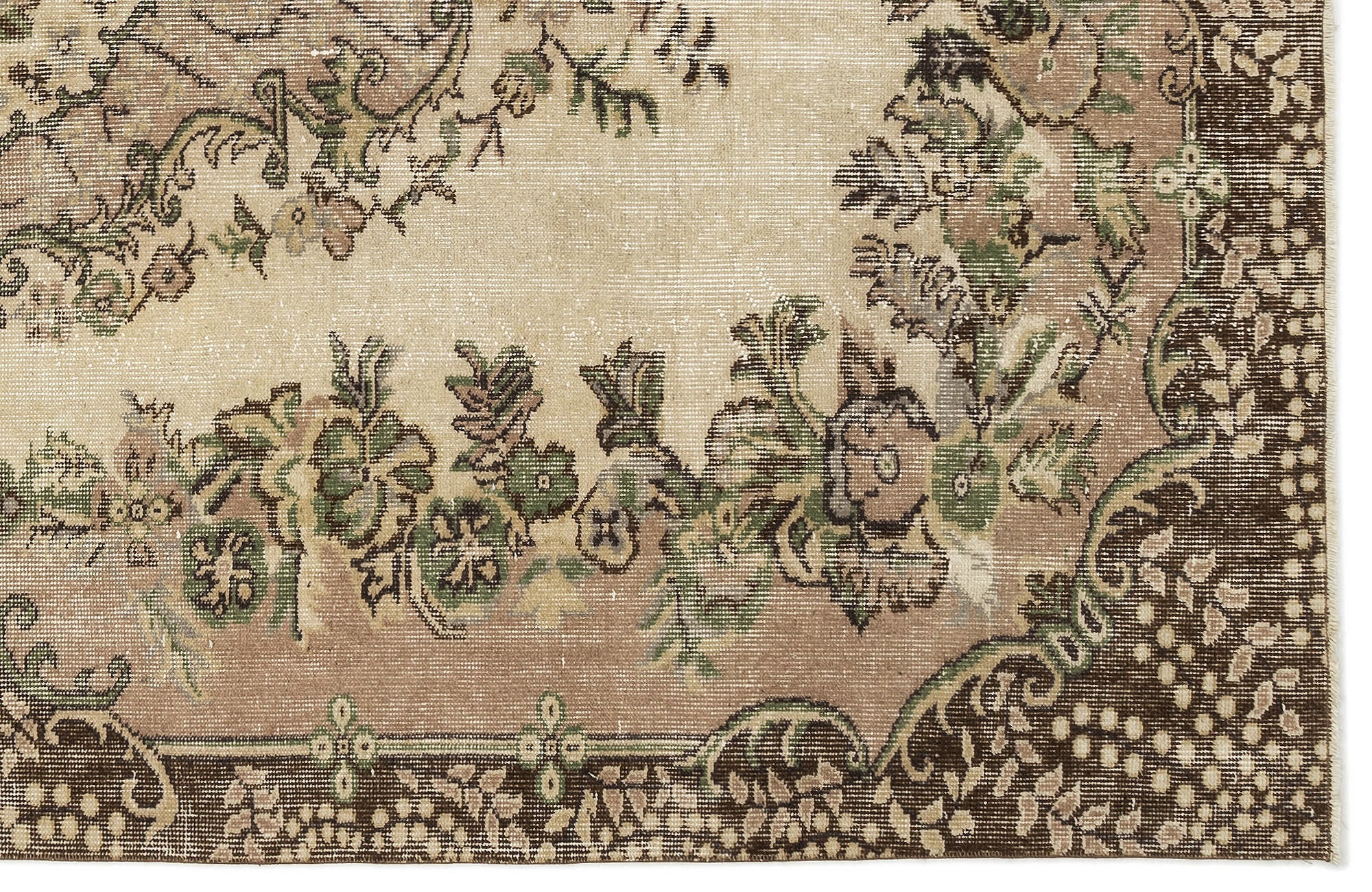 Atina 12893 Beige Vintage Wool Handmade Area Rug 5'6" x 9'4"