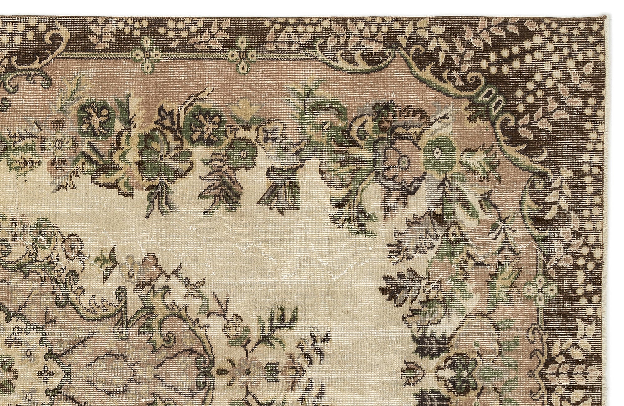 Atina 12893 Beige Vintage Wool Handmade Area Rug 5'6" x 9'4"