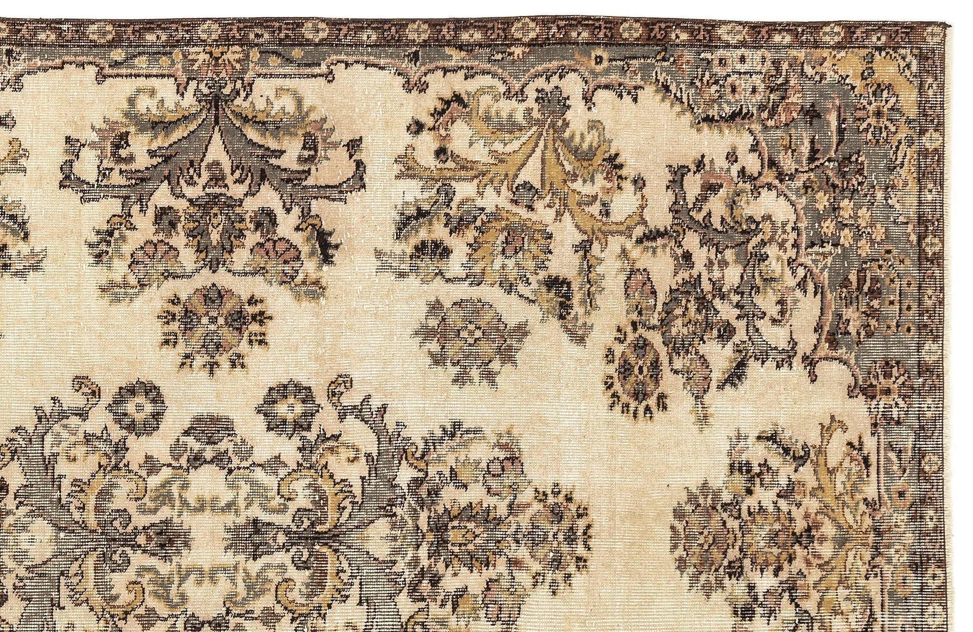 Atina 12972 Beige Vintage Wool Handmade Area Rug 5'5" x 8'10"