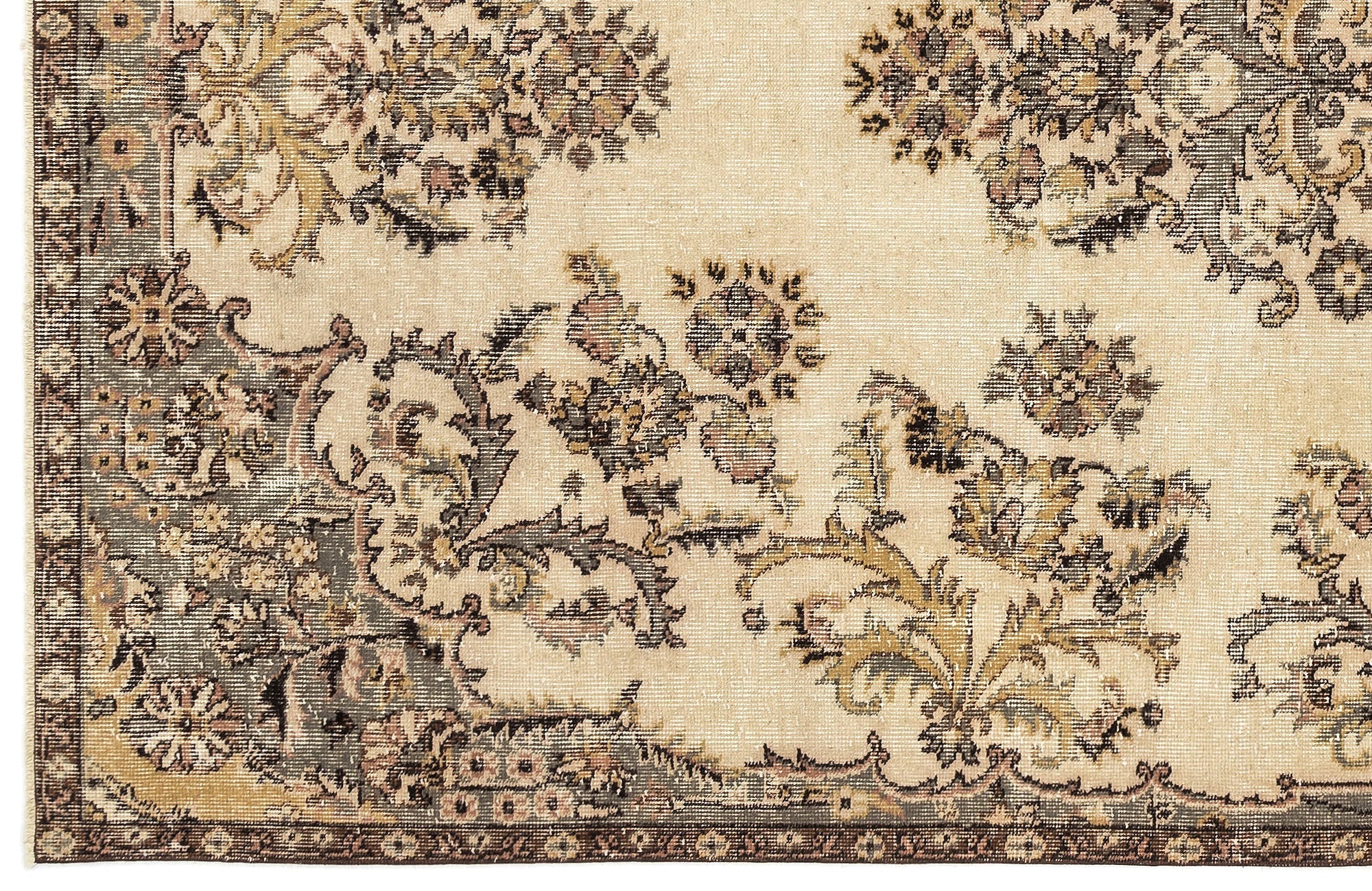 Atina 12972 Beige Vintage Wool Handmade Area Rug 5'5" x 8'10"