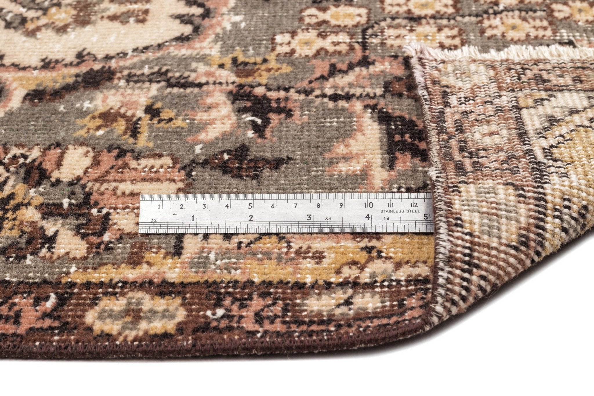 Atina 12972 Beige Vintage Wool Handmade Area Rug 5'5" x 8'10"