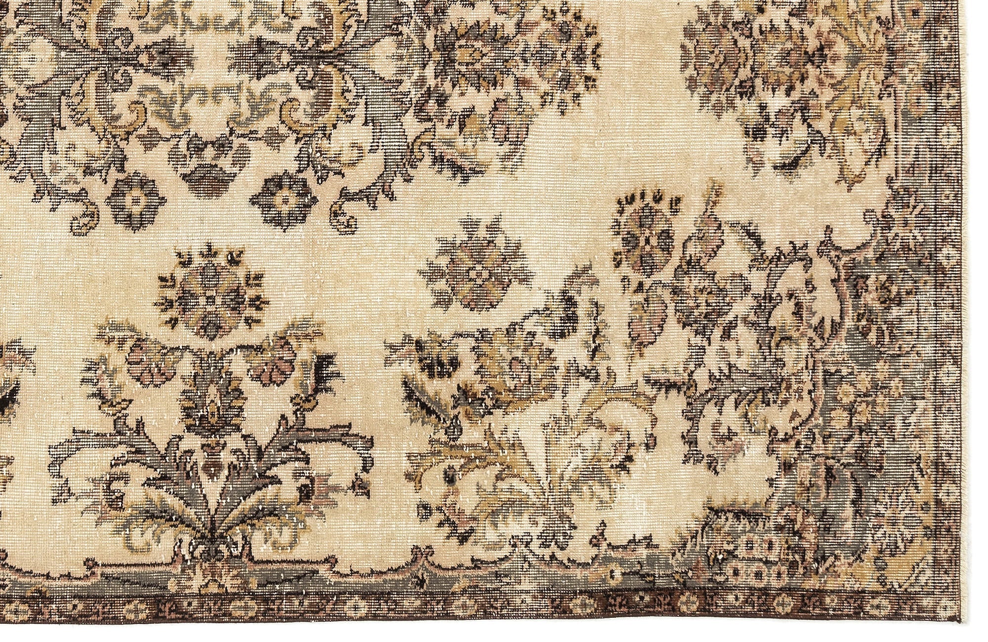 Atina 12972 Beige Vintage Wool Handmade Area Rug 5'5" x 8'10"