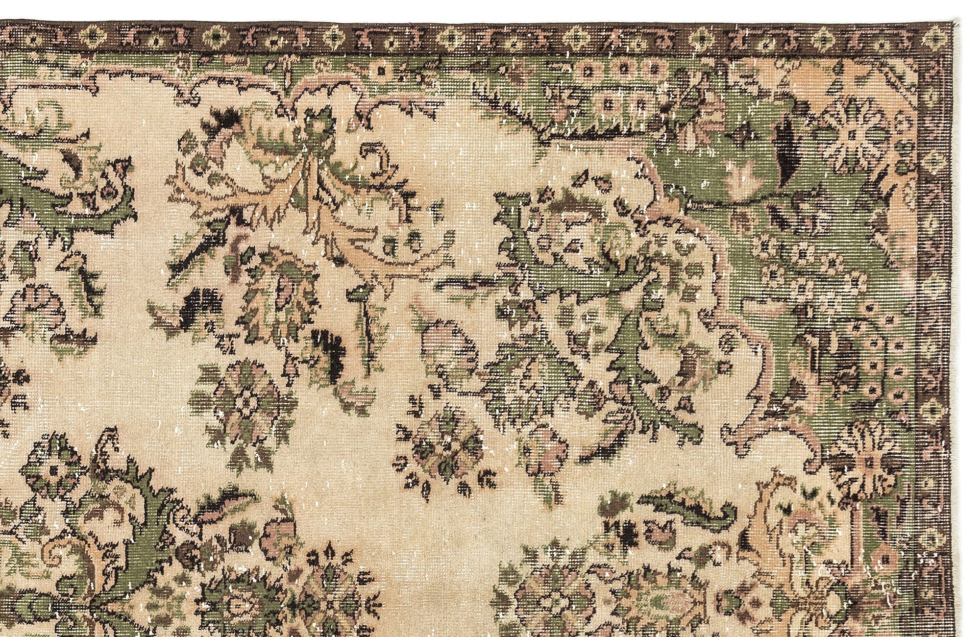 Atina 12975 Beige Vintage Wool Handmade Area Rug 5'8" x 10'2"