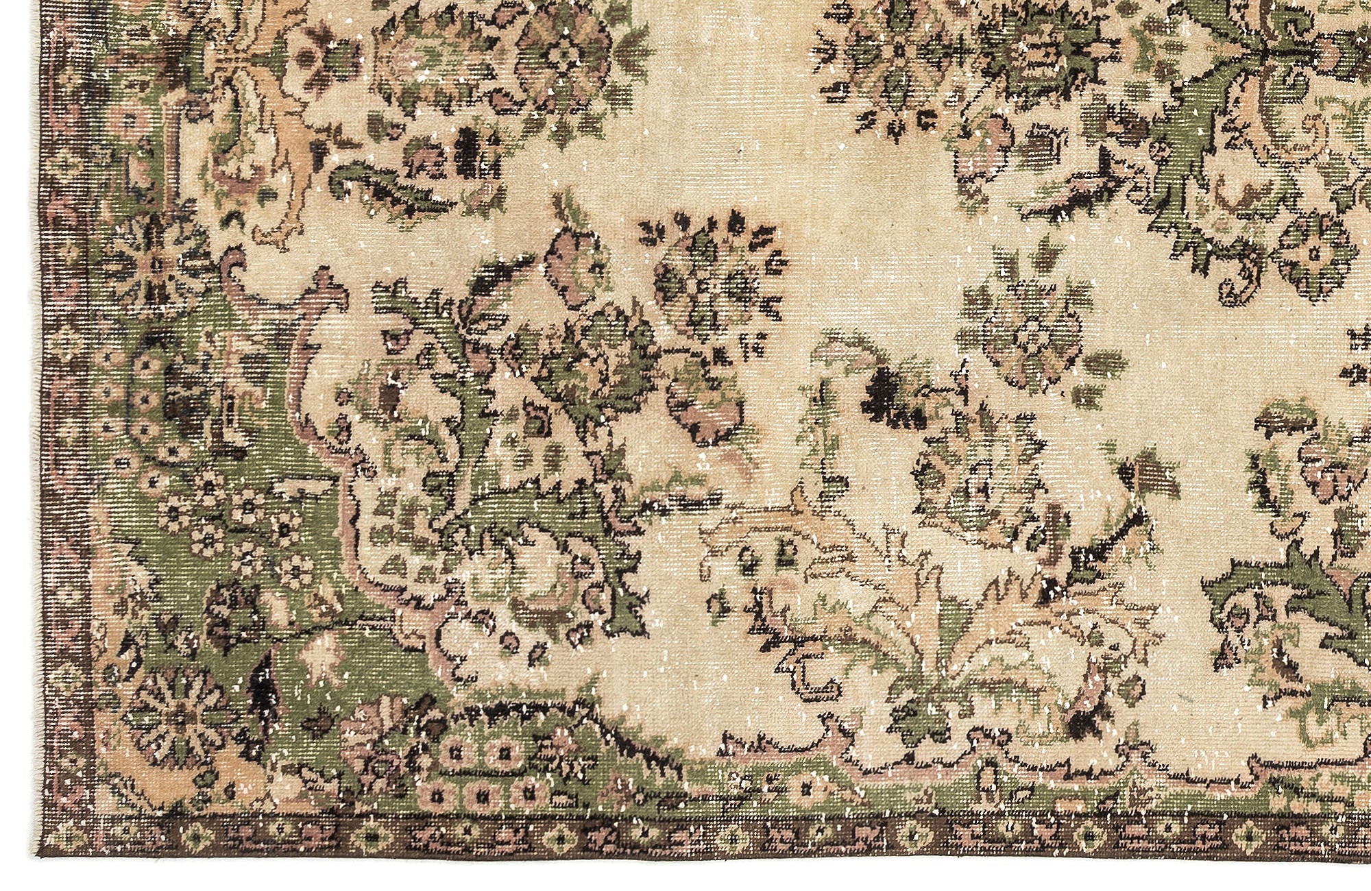 Atina 12975 Beige Vintage Wool Handmade Area Rug 5'8" x 10'2"
