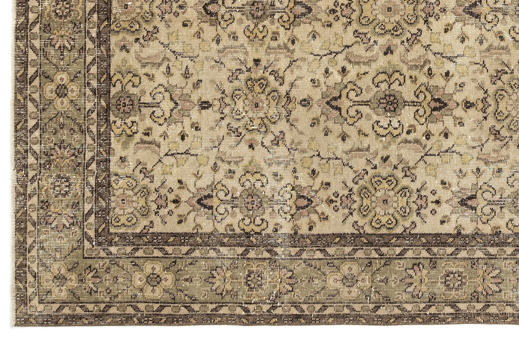 Atina 13000 Beige Vintage Wool Handmade Area Rug 5'7" x 9'11"
