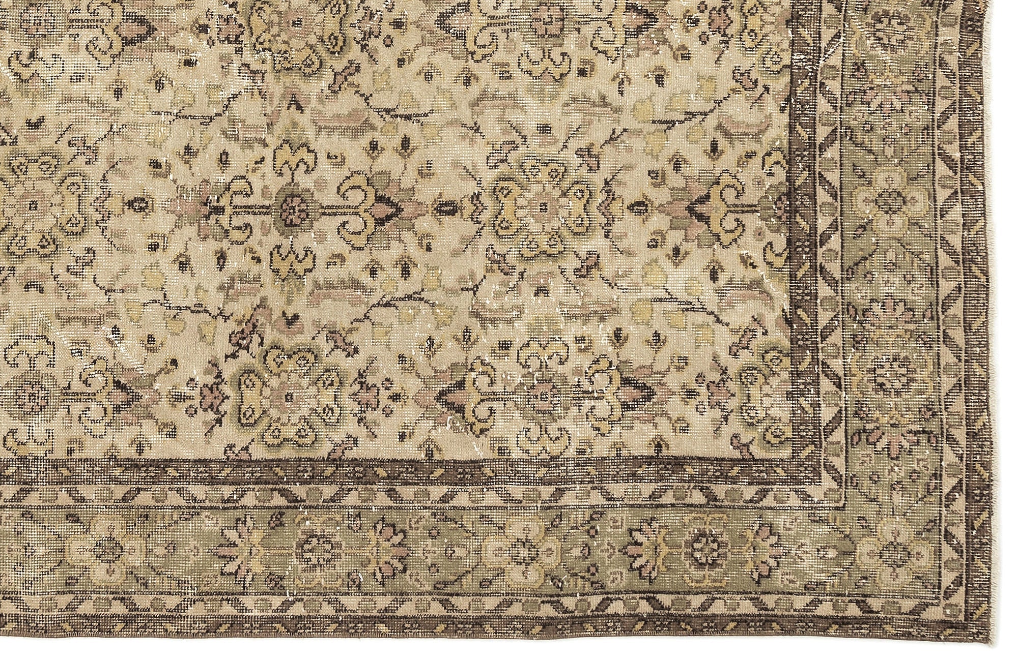 Atina 13000 Beige Vintage Wool Handmade Area Rug 5'7" x 9'11"