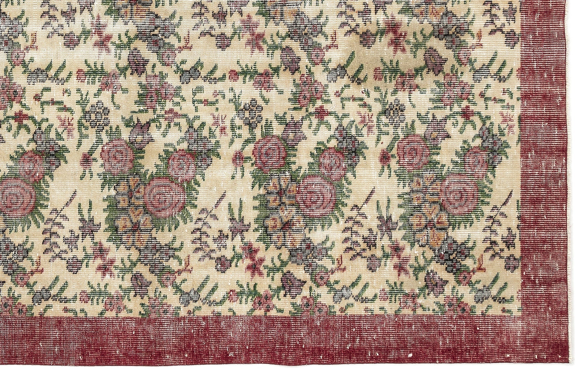 Atina 13062 Beige Vintage Wool Handmade Area Rug 6'2" x 9'8"