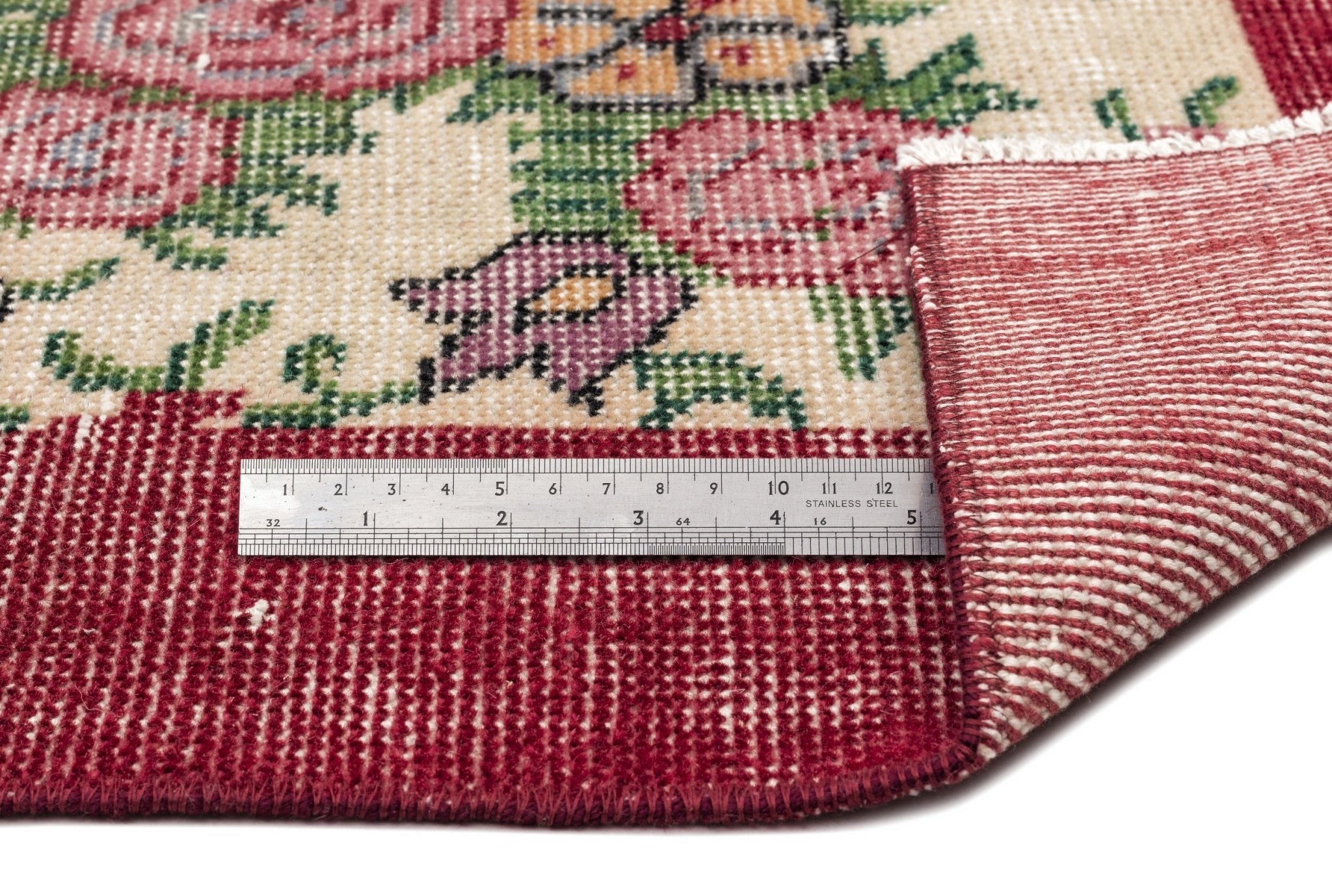 Atina 13062 Beige Vintage Wool Handmade Area Rug 6'2" x 9'8"