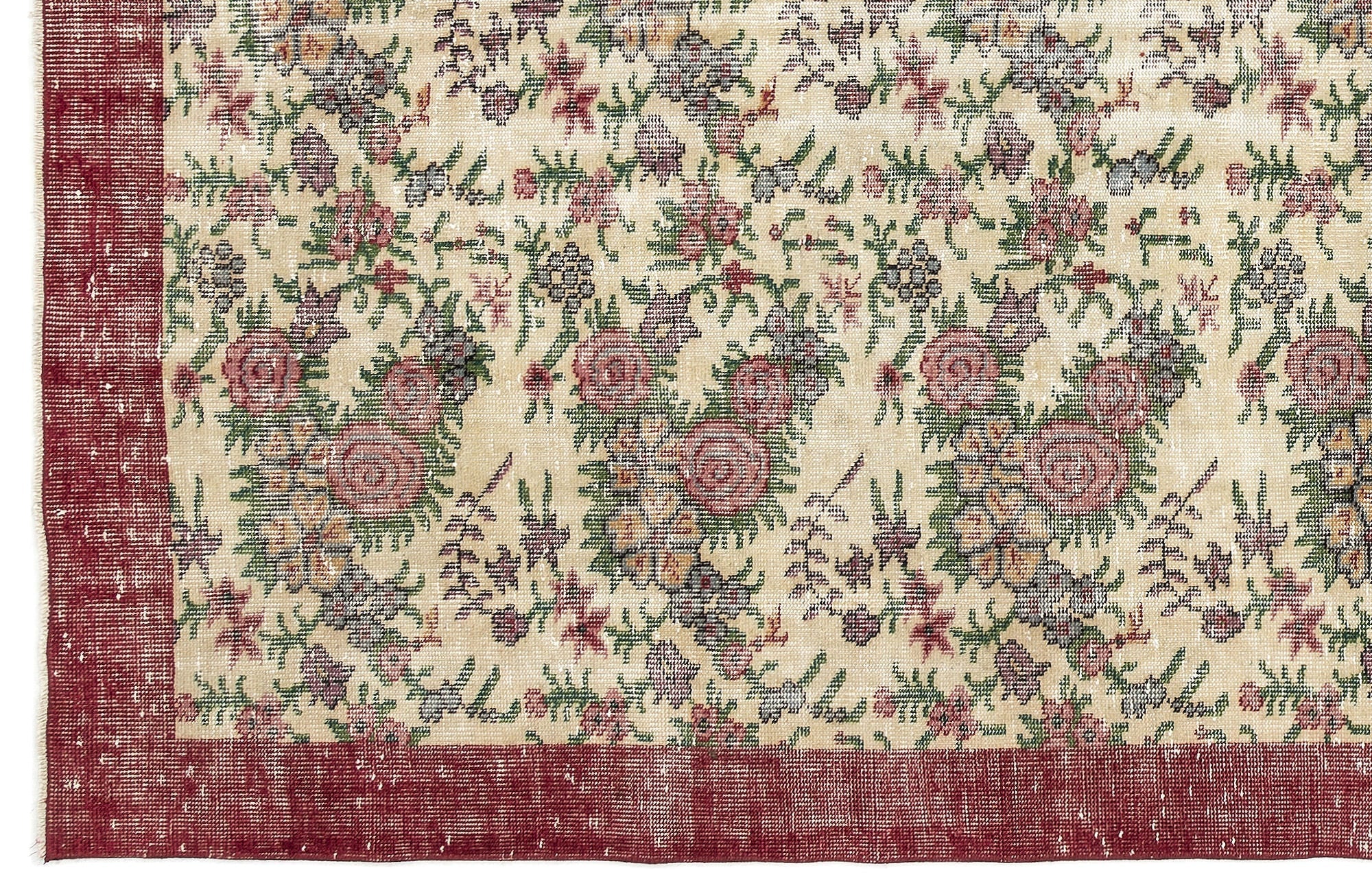 Atina 13062 Beige Vintage Wool Handmade Area Rug 6'2" x 9'8"