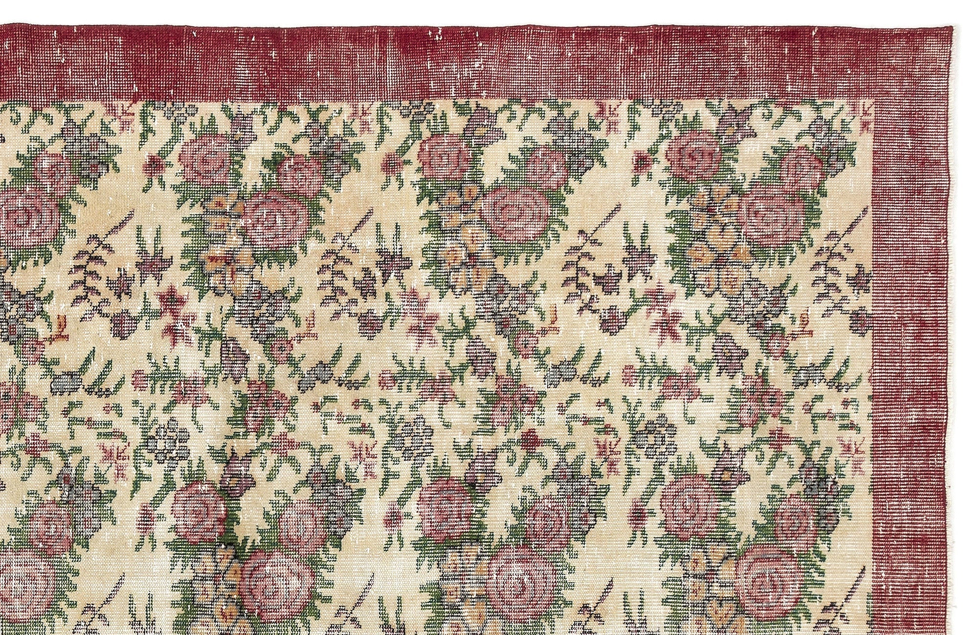 Atina 13062 Beige Vintage Wool Handmade Area Rug 6'2" x 9'8"
