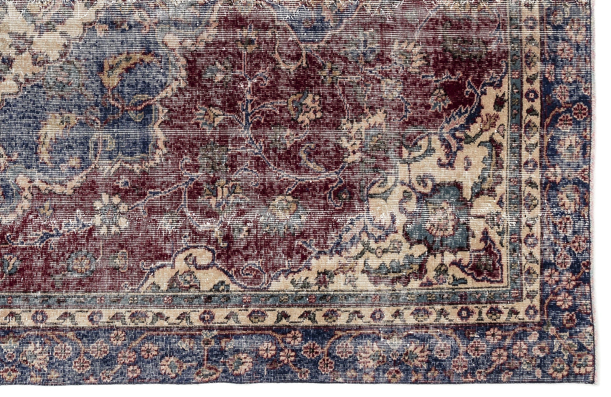 Atina 13084 Beige Vintage Wool Handmade Area Rug 6'2" x 9'7"