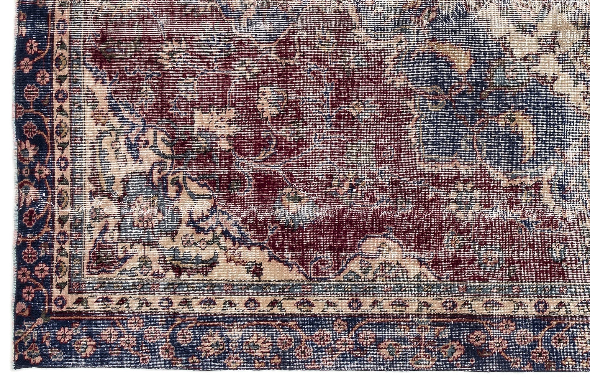 Atina 13084 Beige Vintage Wool Handmade Area Rug 6'2" x 9'7"