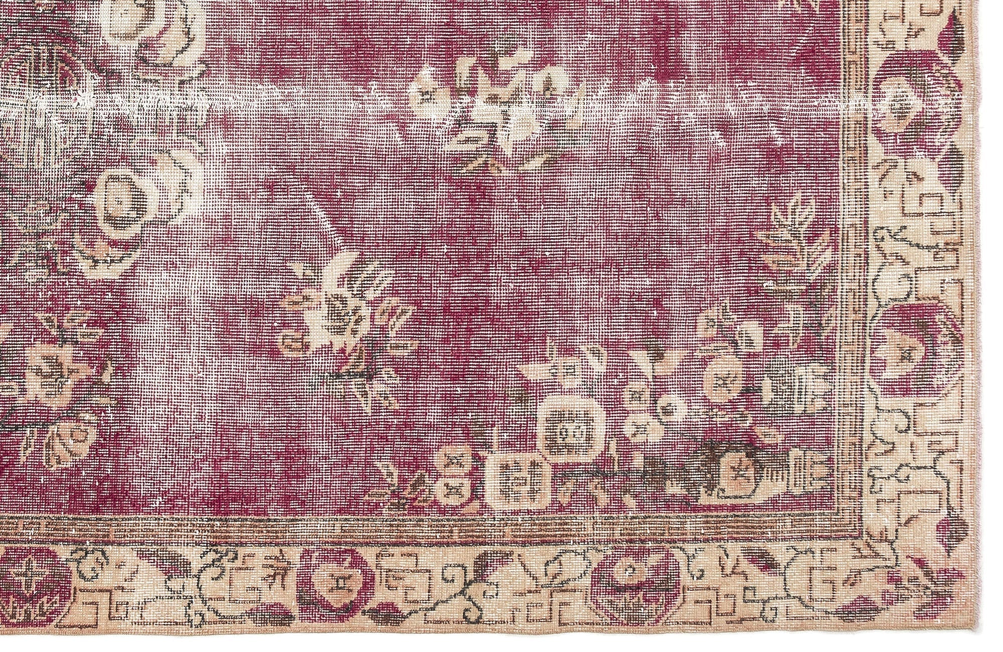 Atina 13092 Beige Vintage Wool Handmade Area Rug 5'3" x 9'1"