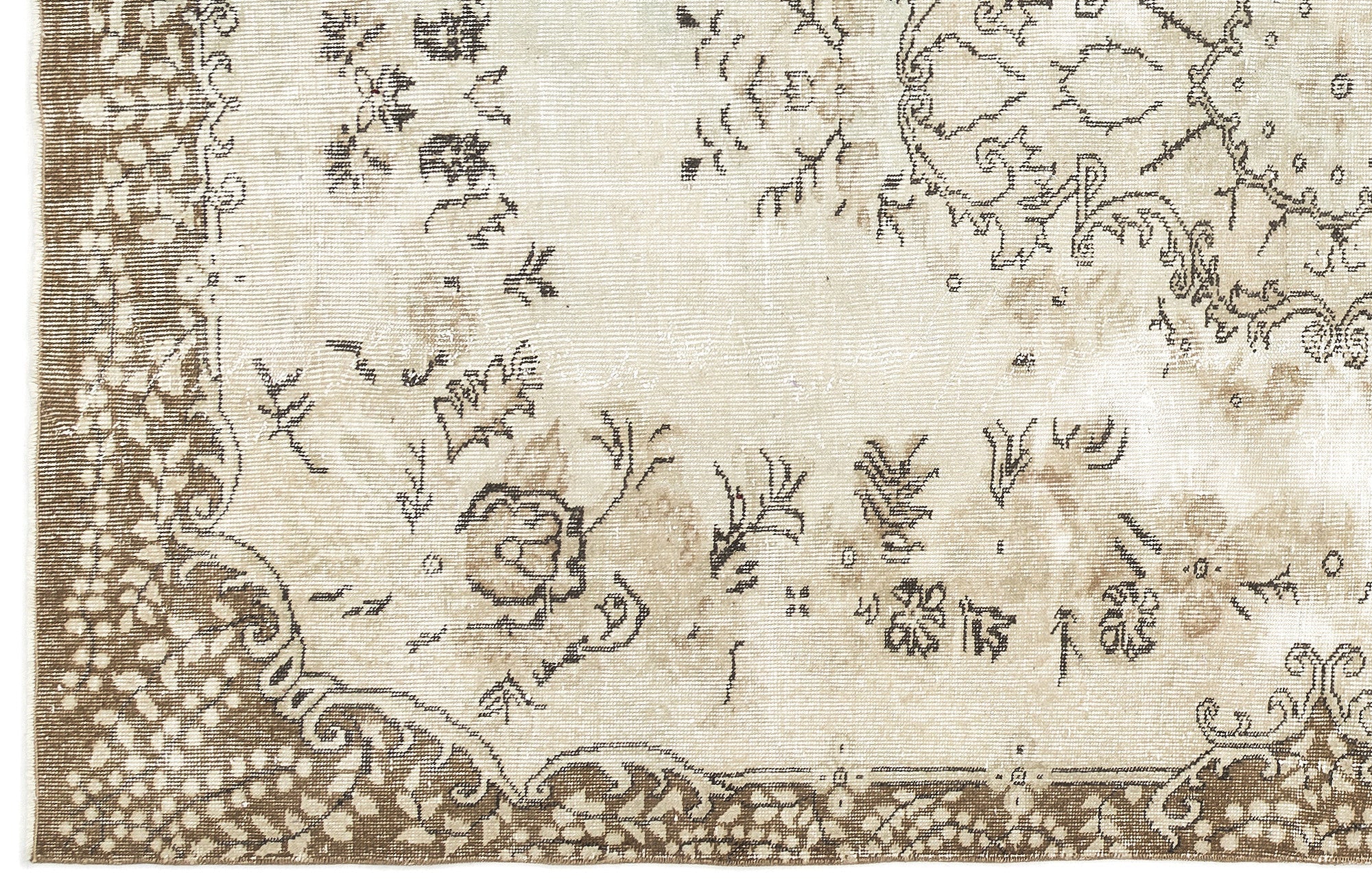 Atina 13112 Beige Vintage Wool Handmade Area Rug 5'6" x 9'4"