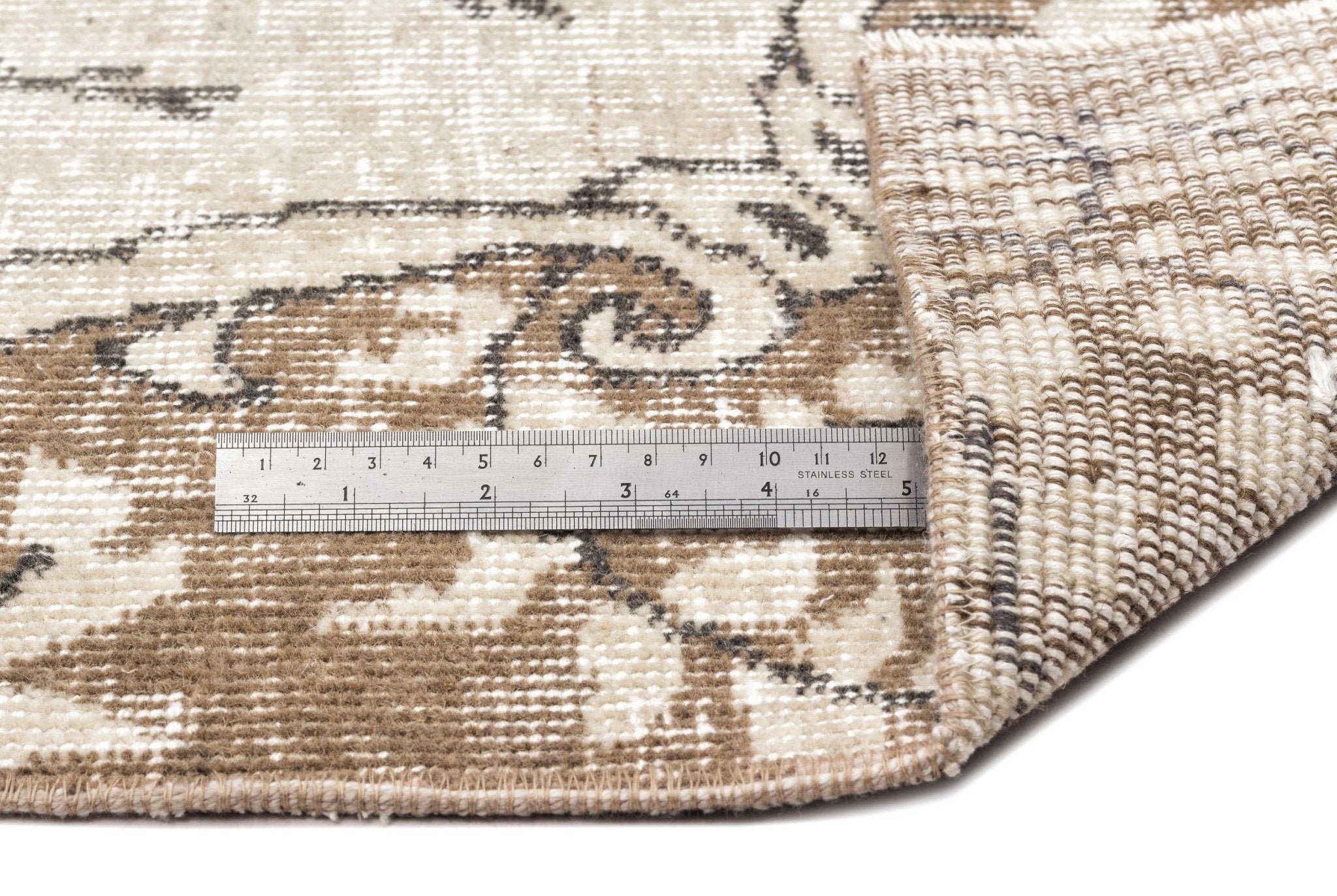 Atina 13112 Beige Vintage Wool Handmade Area Rug 5'6" x 9'4"