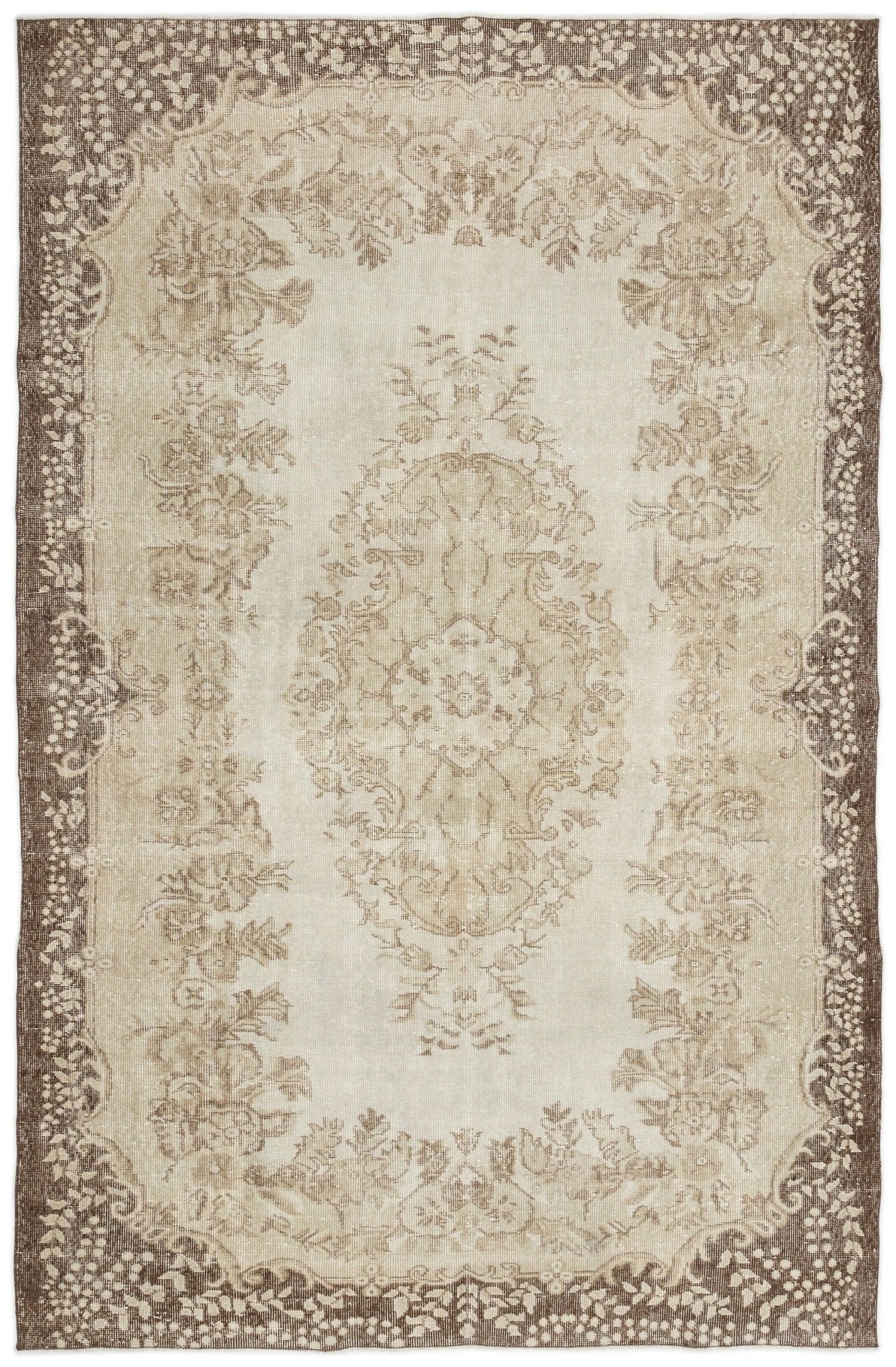 Atina 13350 Beige Vintage Wool Handmade Area Rug 6'2" x 9'7"