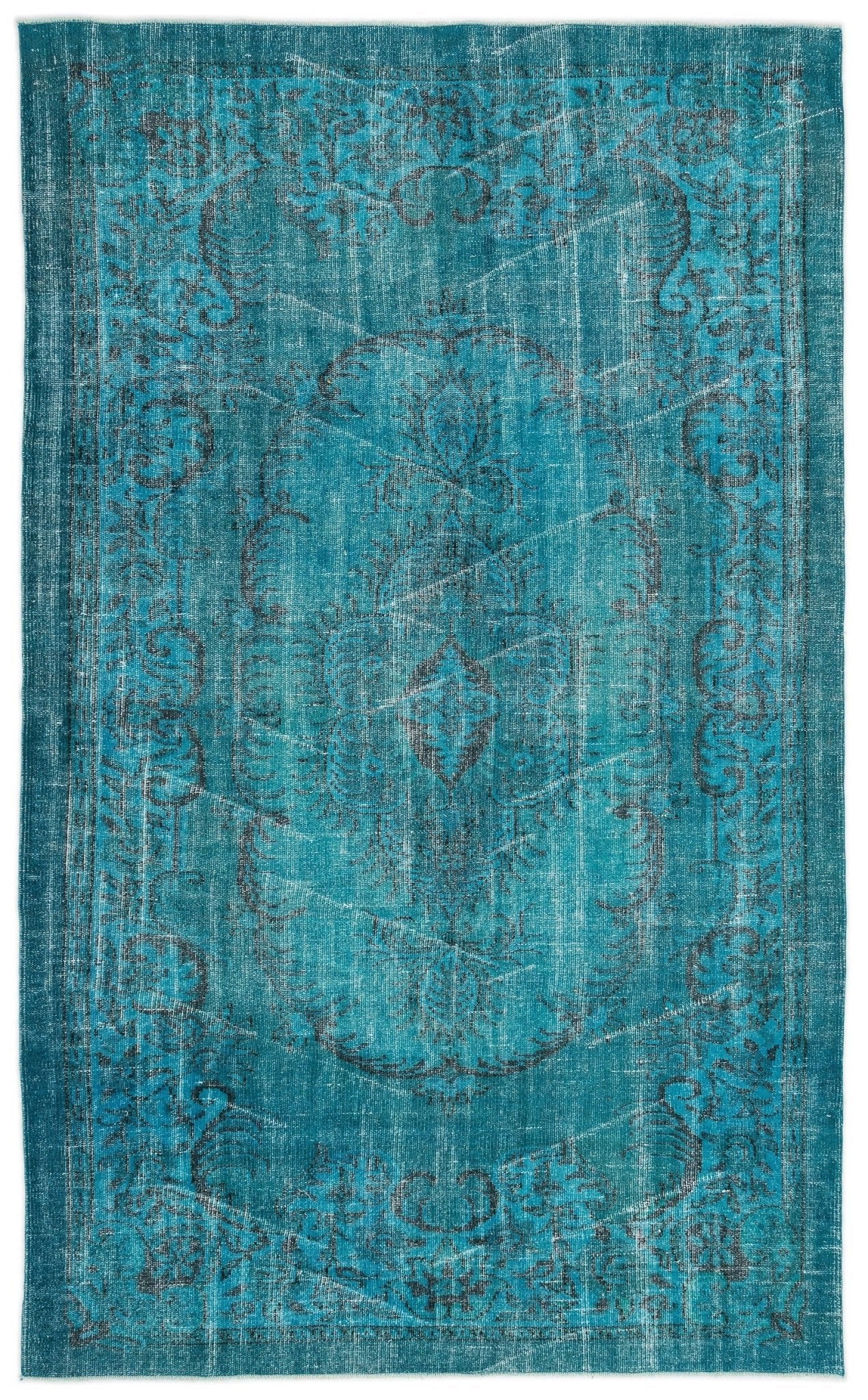 Atina 13396 Turquoise Vintage Wool Handmade Area Rug 5'10" x 9'3"