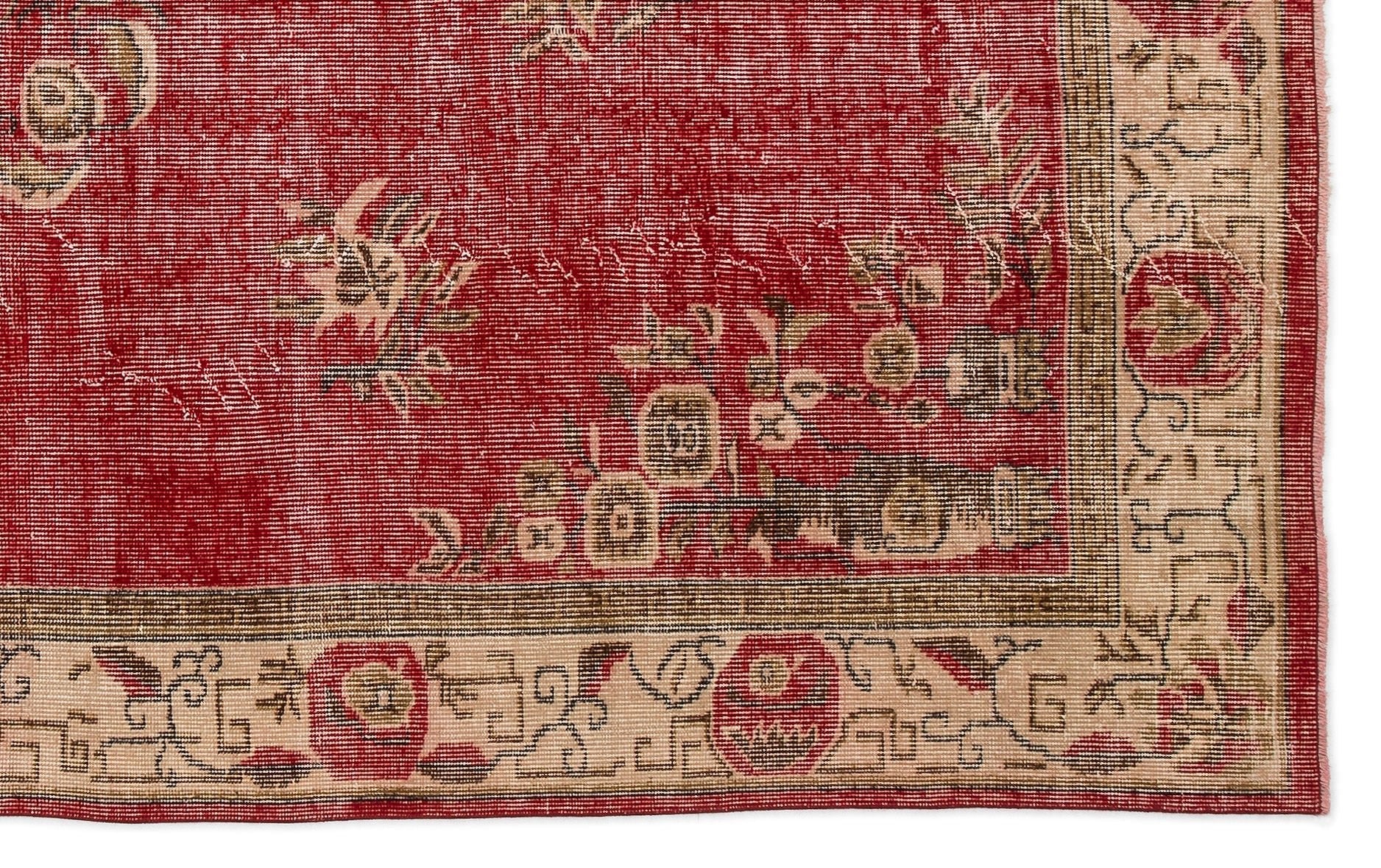 Atina 13870 Beige Vintage Wool Handmade Area Rug 5'7" x 9'1"