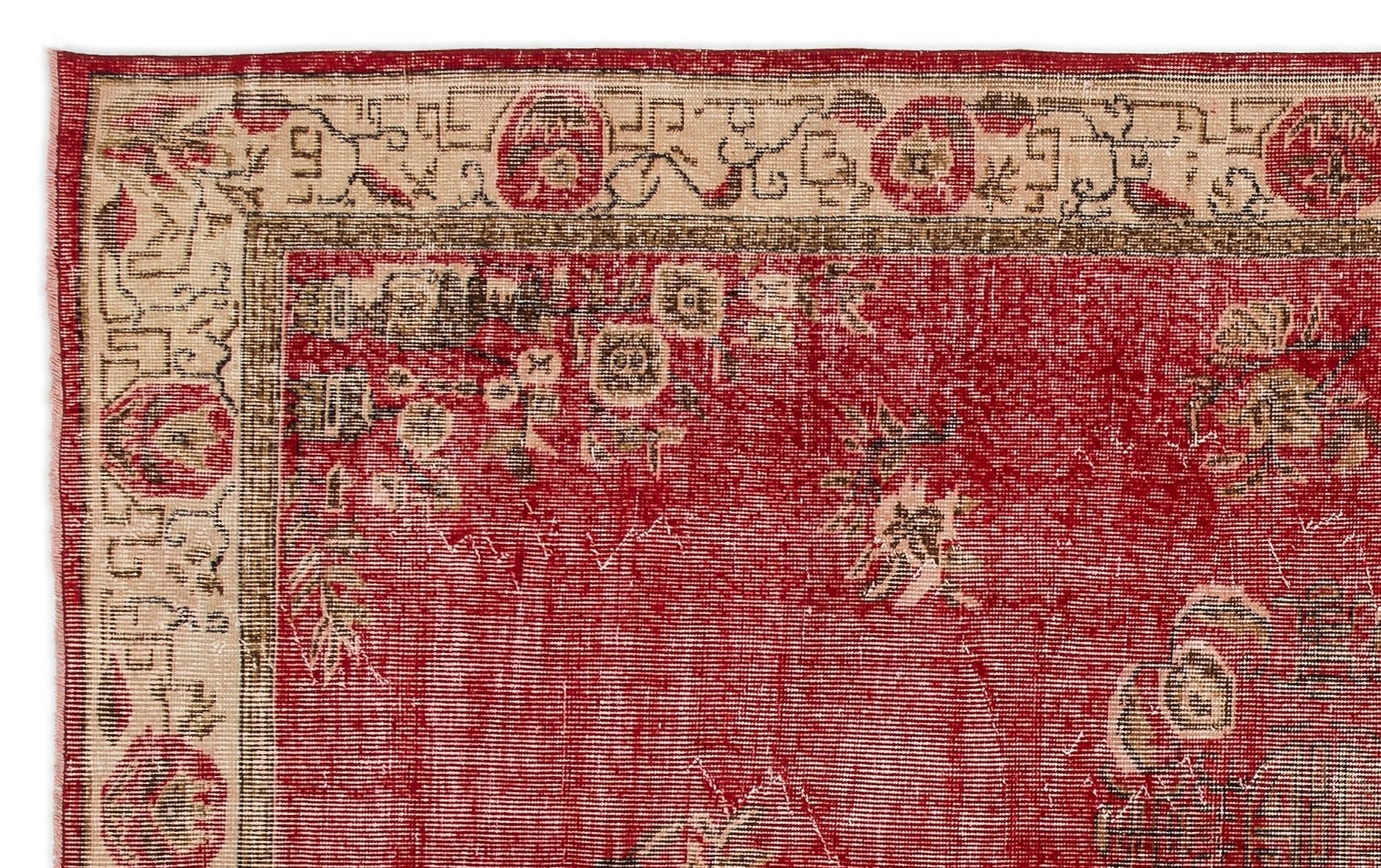 Atina 13870 Beige Vintage Wool Handmade Area Rug 5'7" x 9'1"
