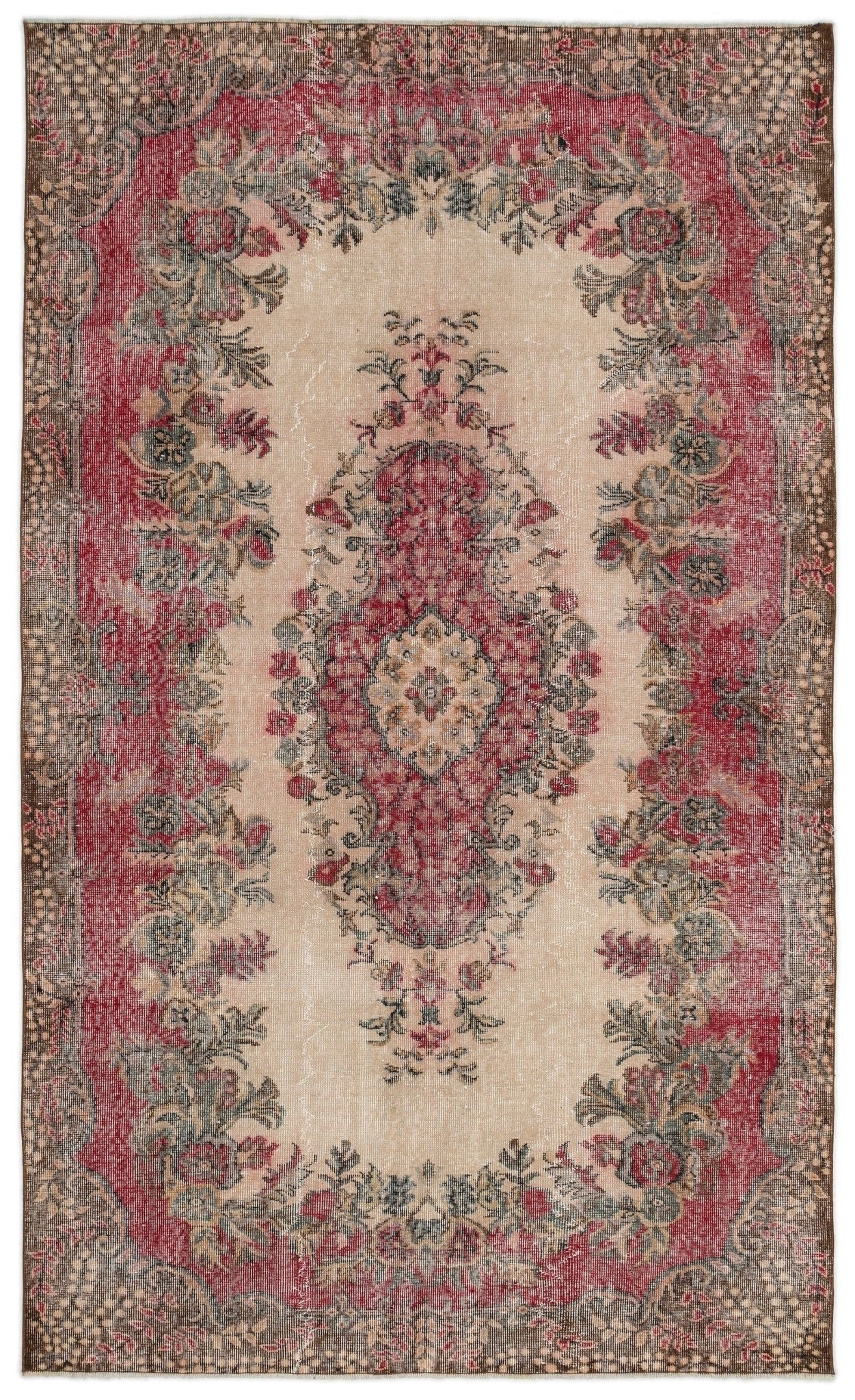 Atina 14073 Beige Vintage Wool Handmade Area Rug 5'9" x 9'6"