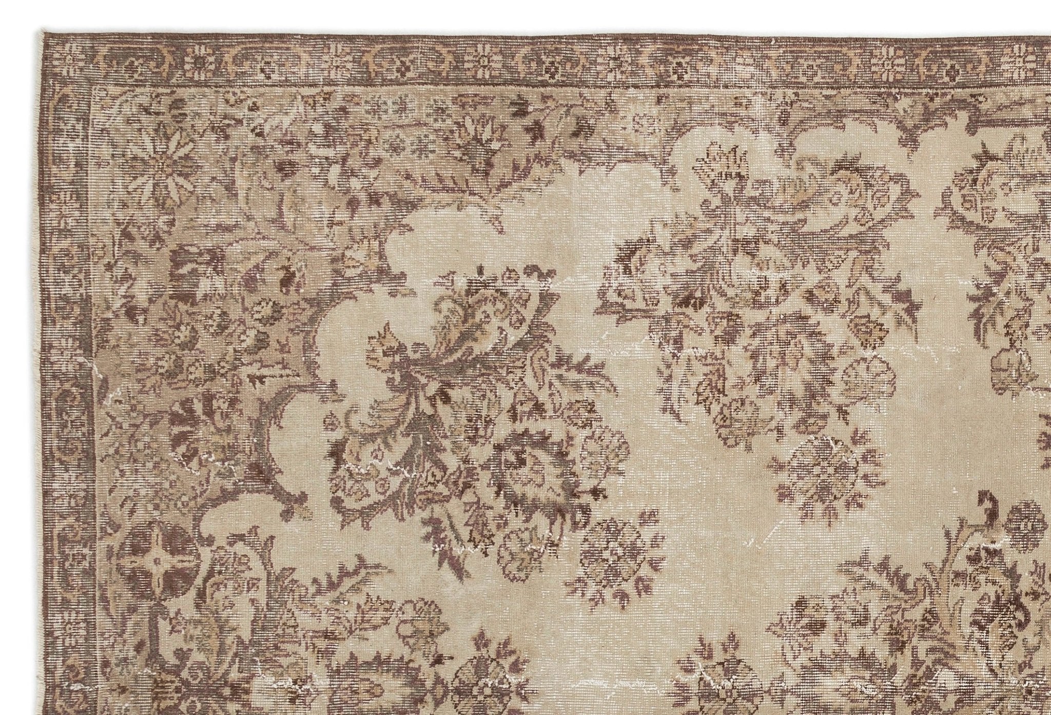 Atina 14092 Beige Vintage Wool Handmade Area Rug 6'10" x 10'2"