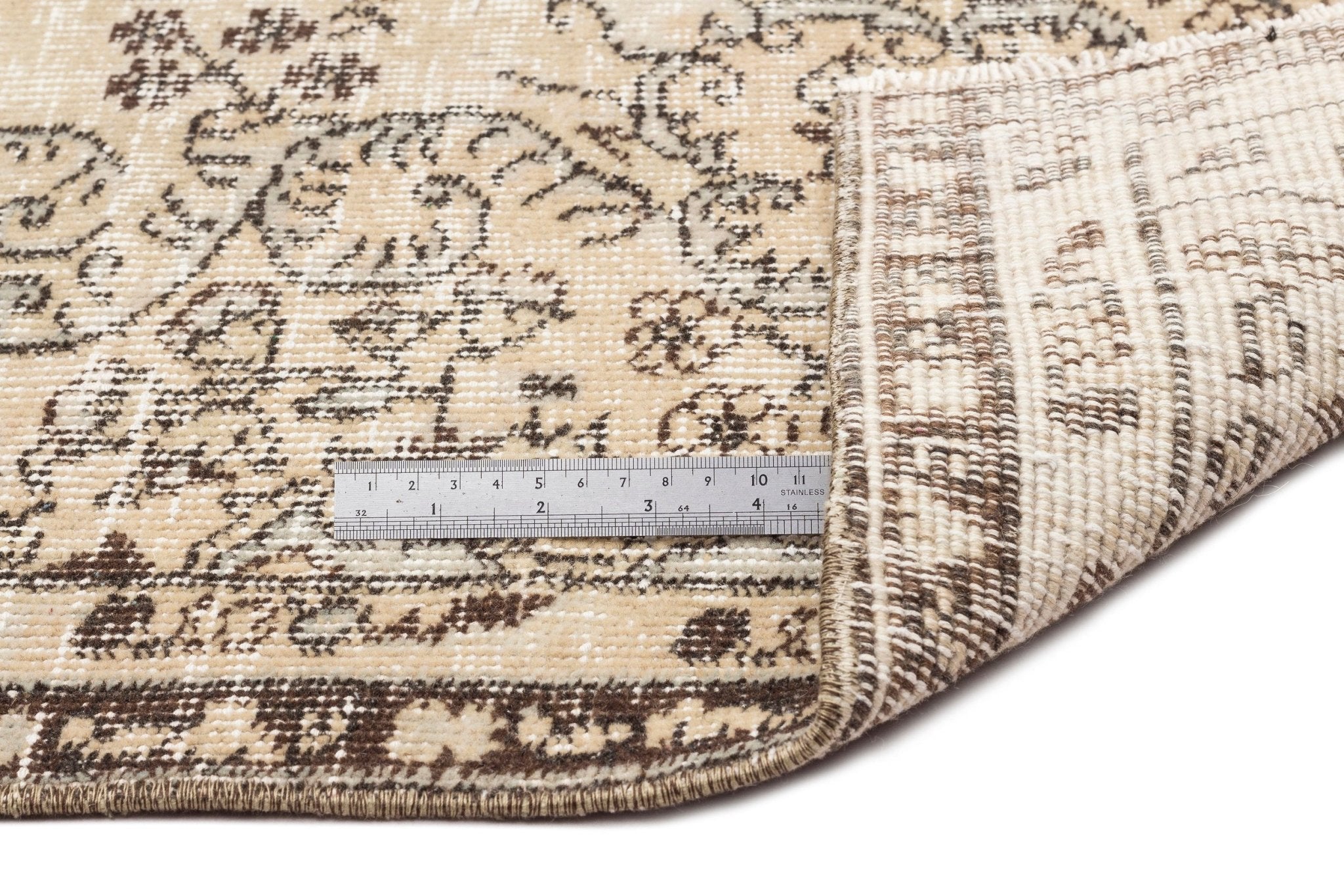 Atina 14137 Beige Vintage Wool Handmade Area Rug 5'4" x 8'11"