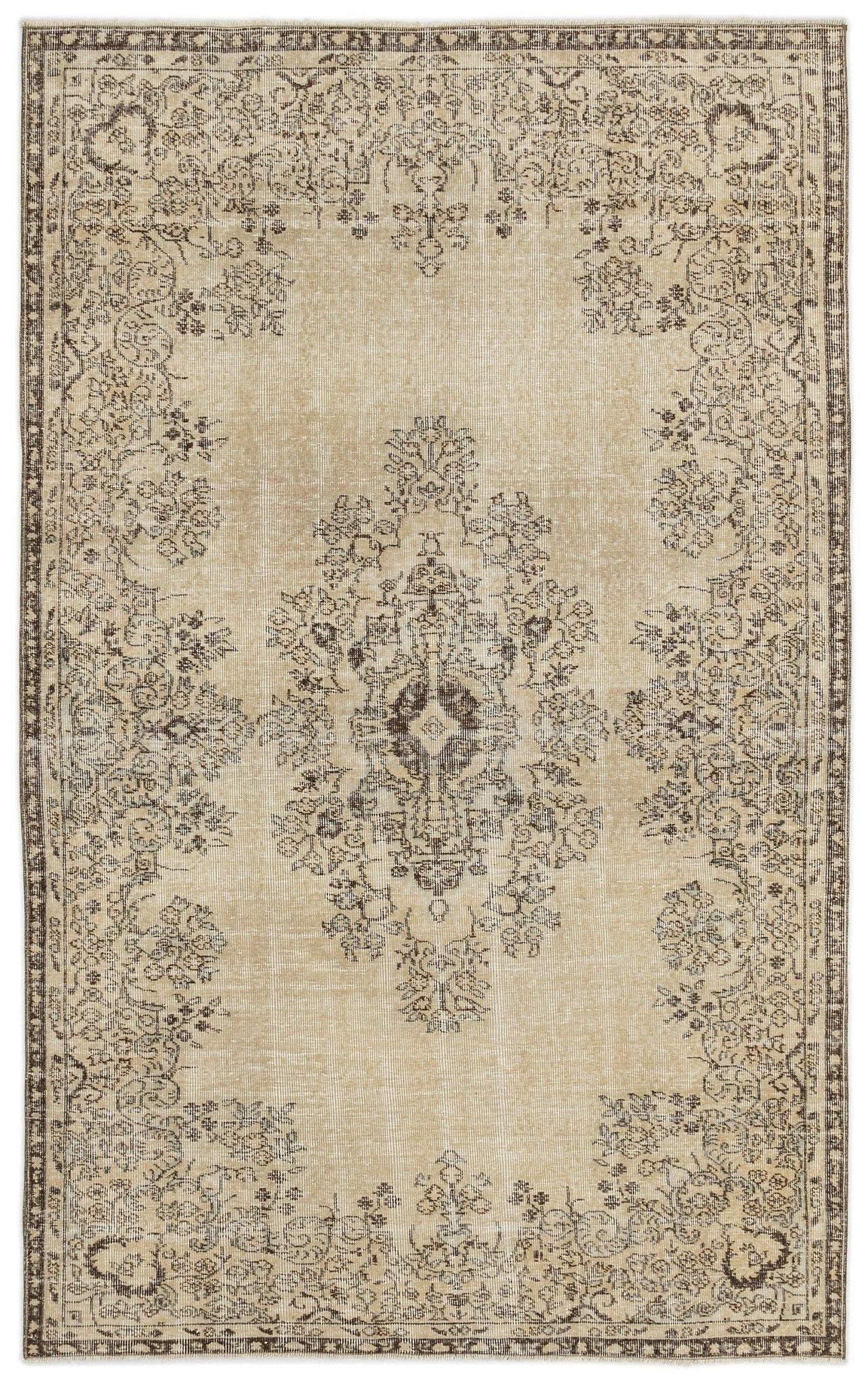 Atina 14137 Beige Vintage Wool Handmade Area Rug 5'4" x 8'11"