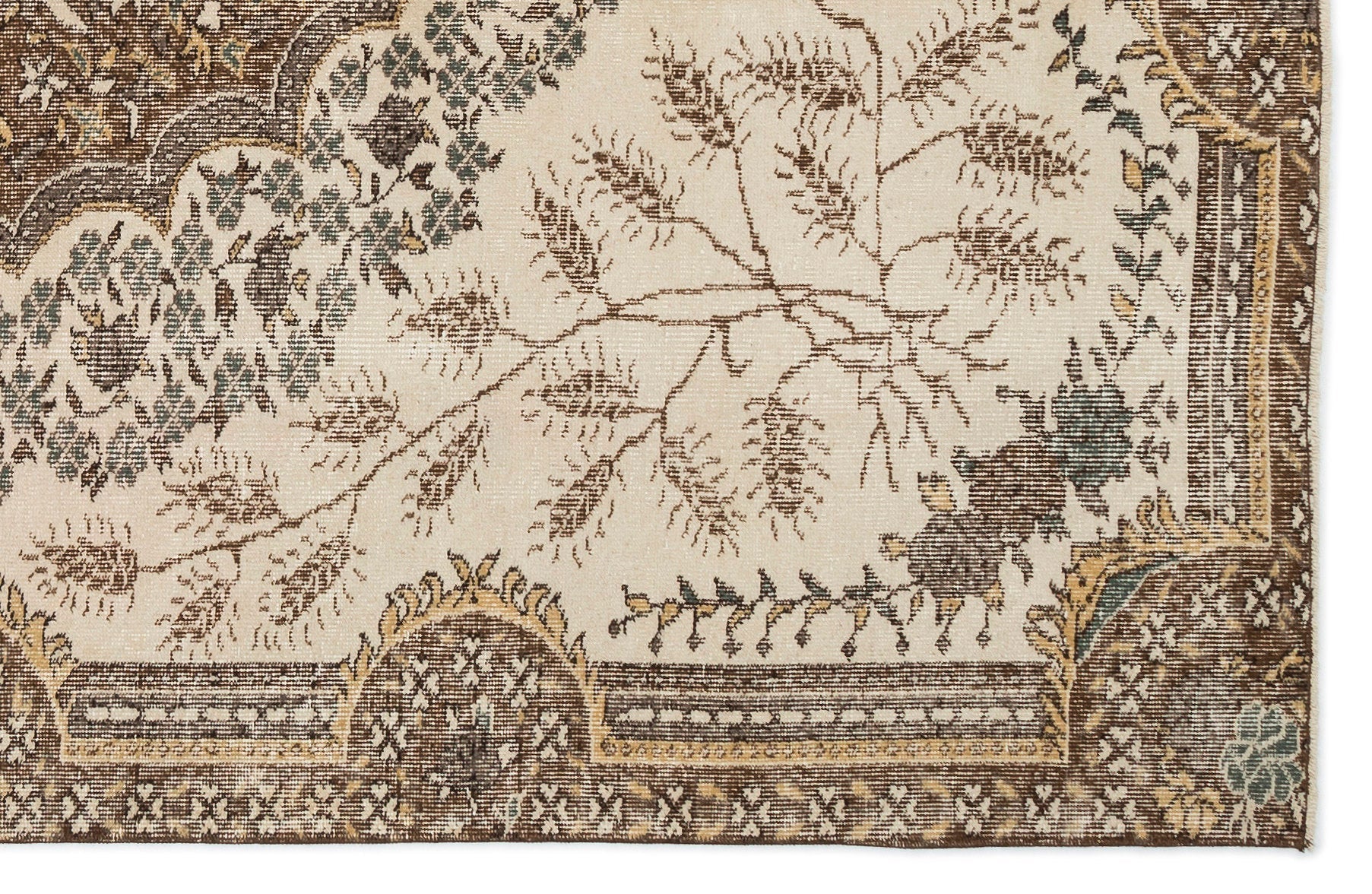 Atina 14303 Beige Vintage Wool Handmade Area Rug 5'11" x 8'0"