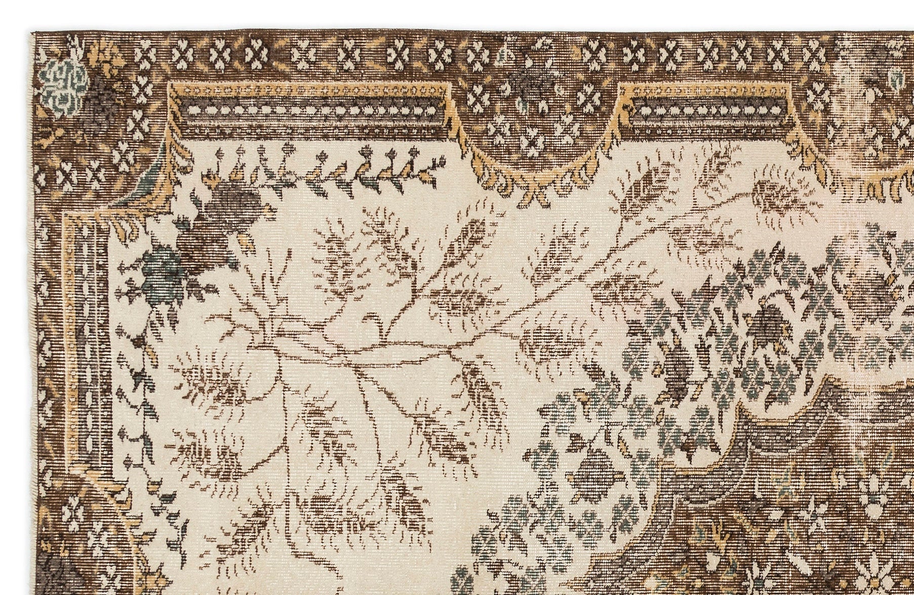 Atina 14303 Beige Vintage Wool Handmade Area Rug 5'11" x 8'0"