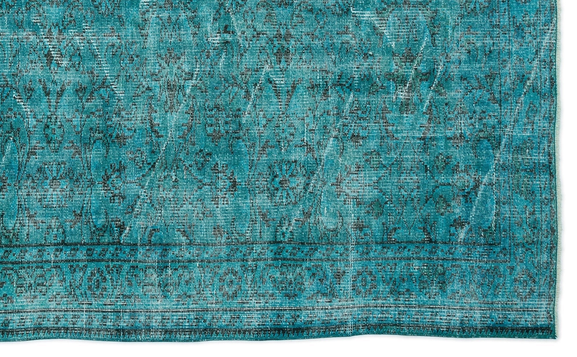 Atina 14340 Turquoise Vintage Wool Handmade Area Rug 5'11" x 9'8"