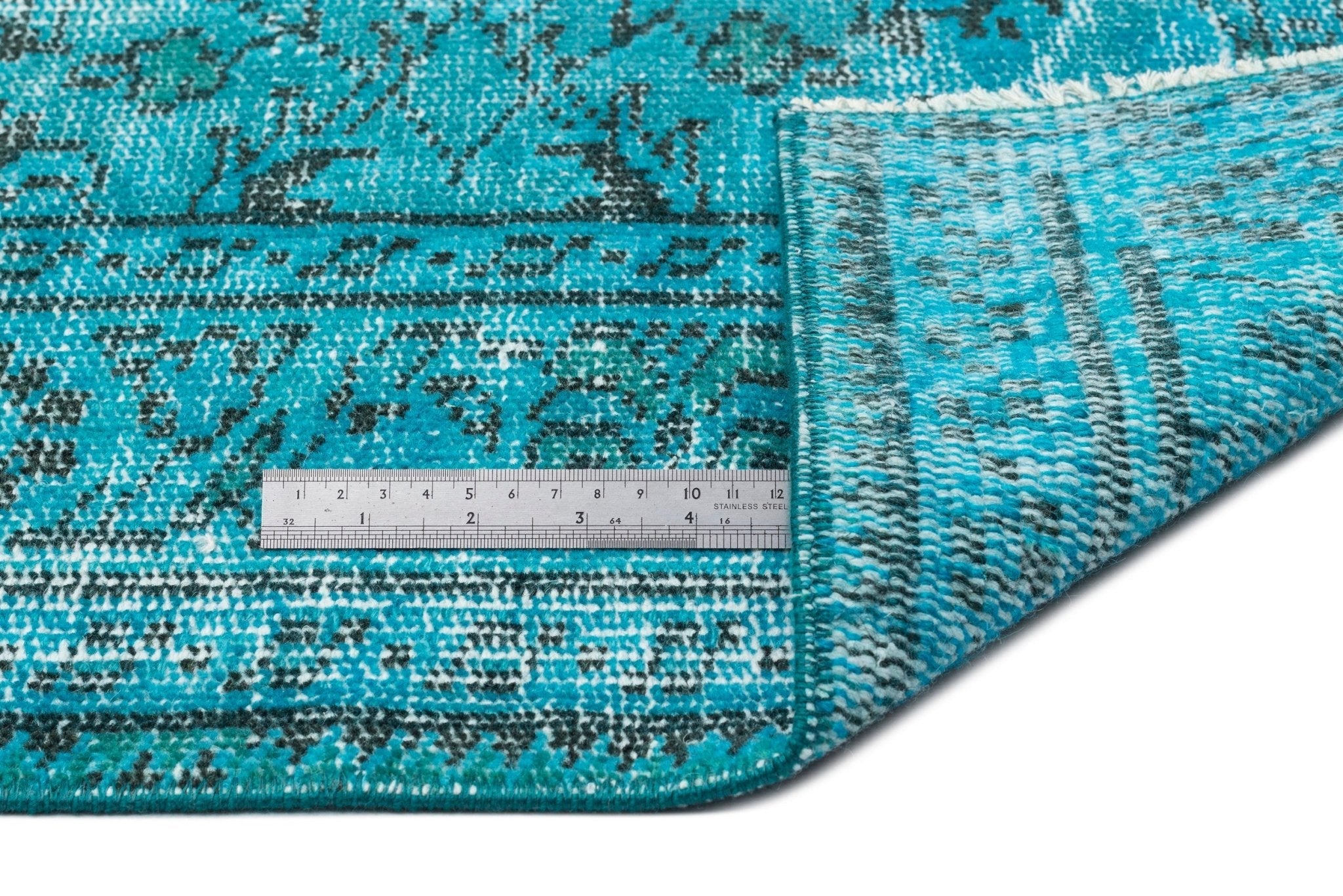 Atina 14340 Turquoise Vintage Wool Handmade Area Rug 5'11" x 9'8"