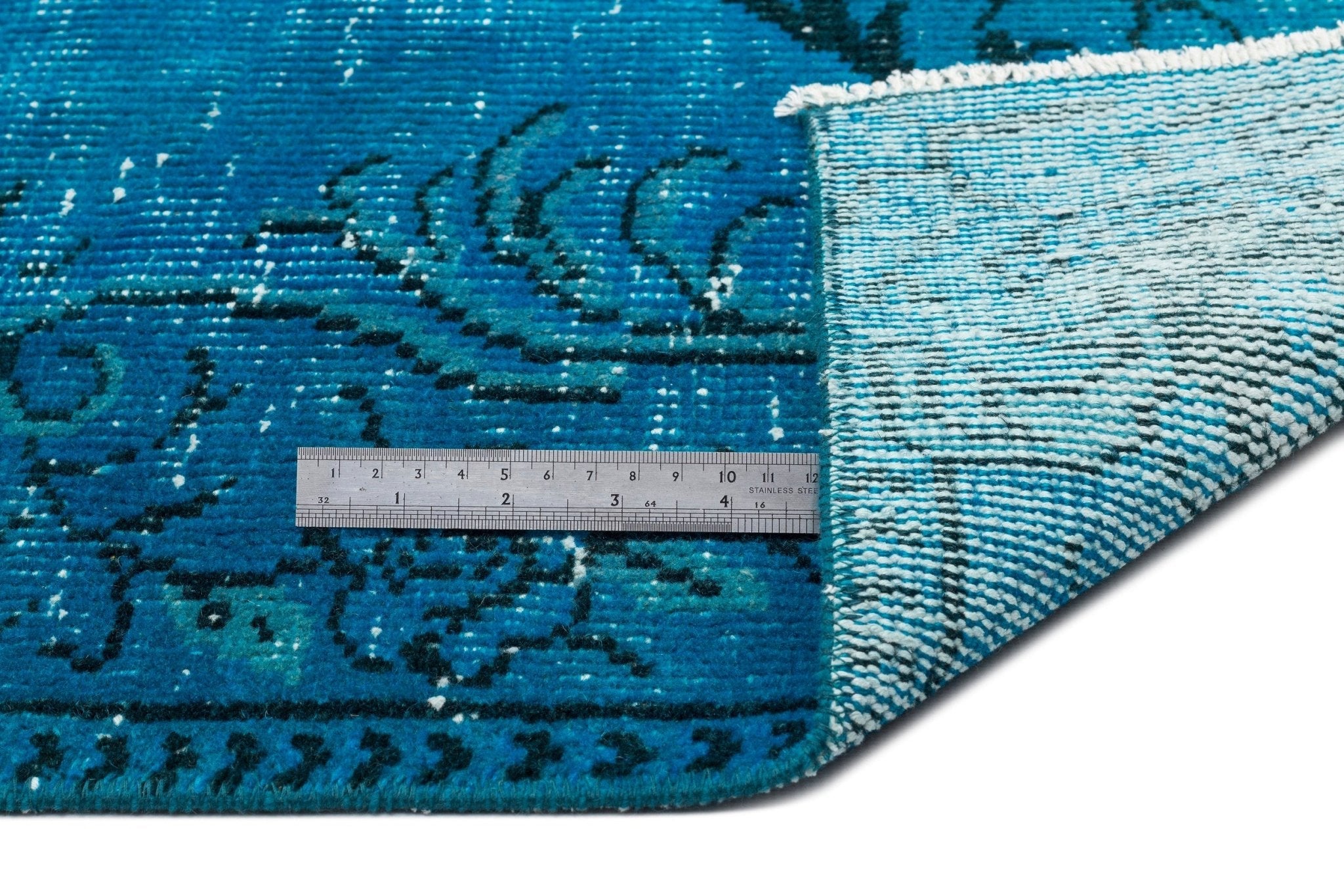 Atina 14462 Turquoise Vintage Wool Handmade Area Rug 4'11" x 8'3"