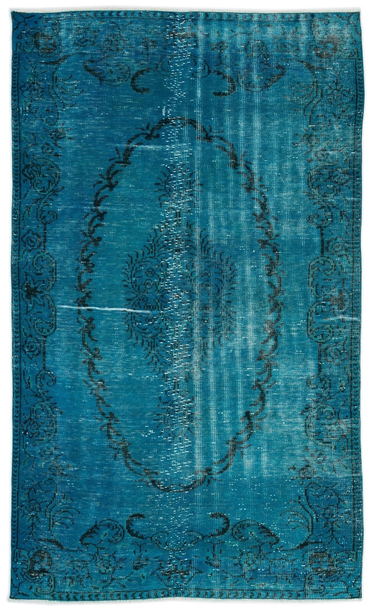 Atina 14462 Turquoise Vintage Wool Handmade Area Rug 4'11" x 8'3"